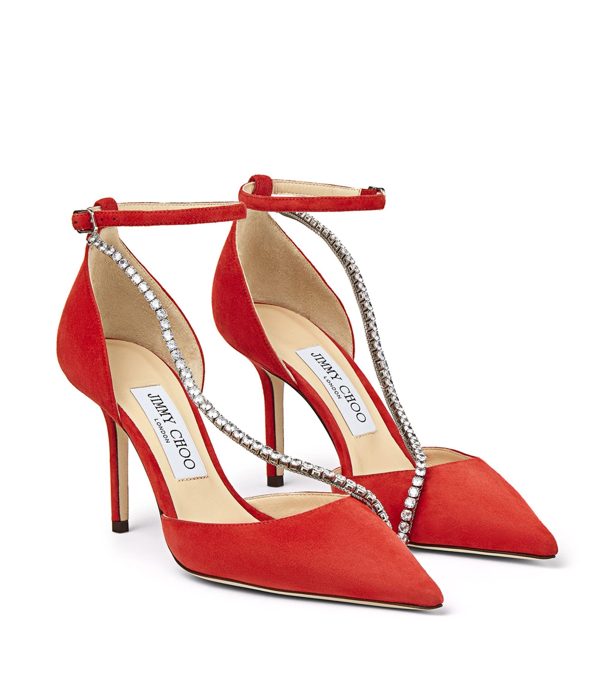 Jimmy Choo Talika 85 Suede Sandals in Red - Save 29% - Lyst