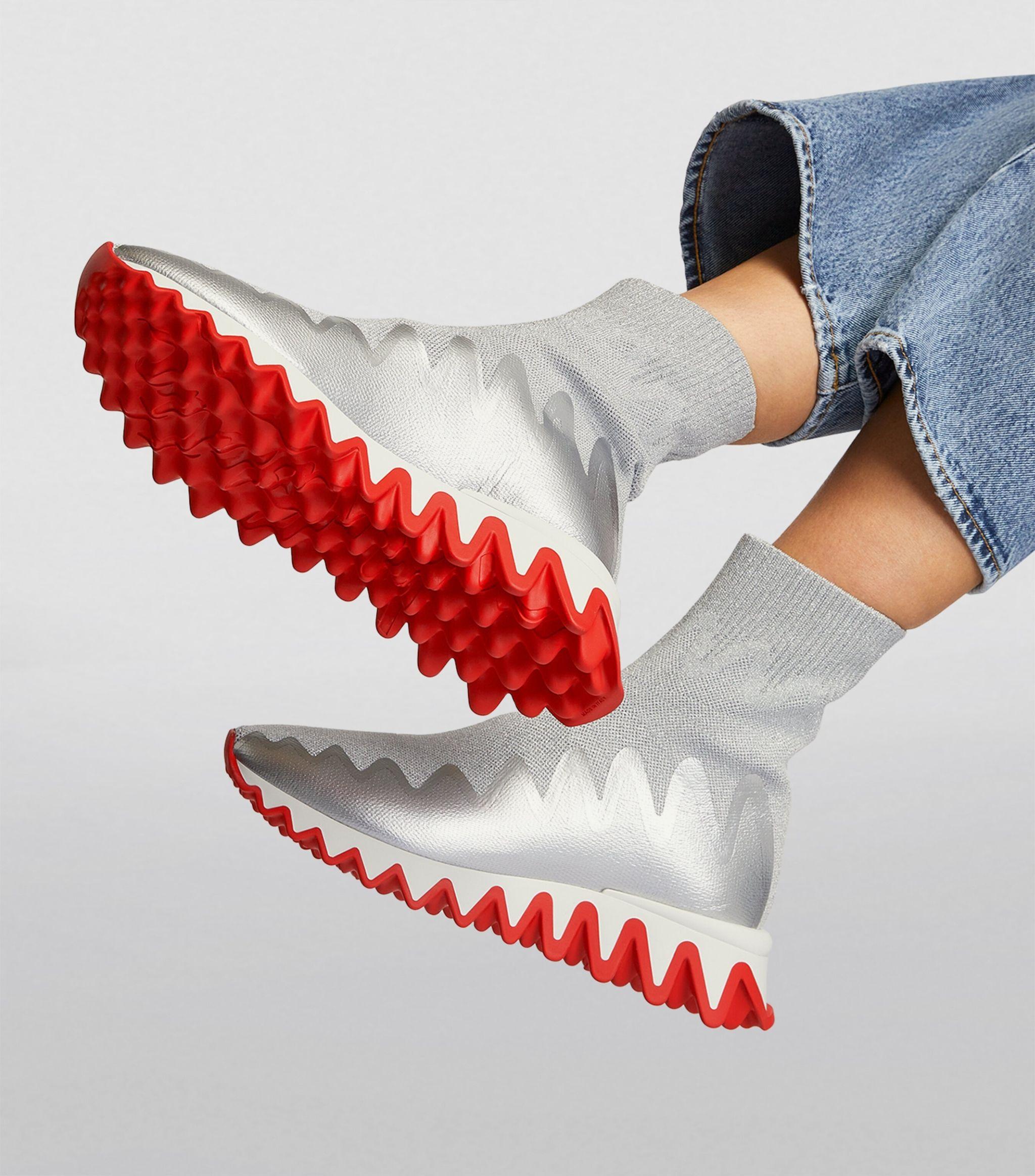 Christian Louboutin Sharky Sock Sneakers in White | Lyst