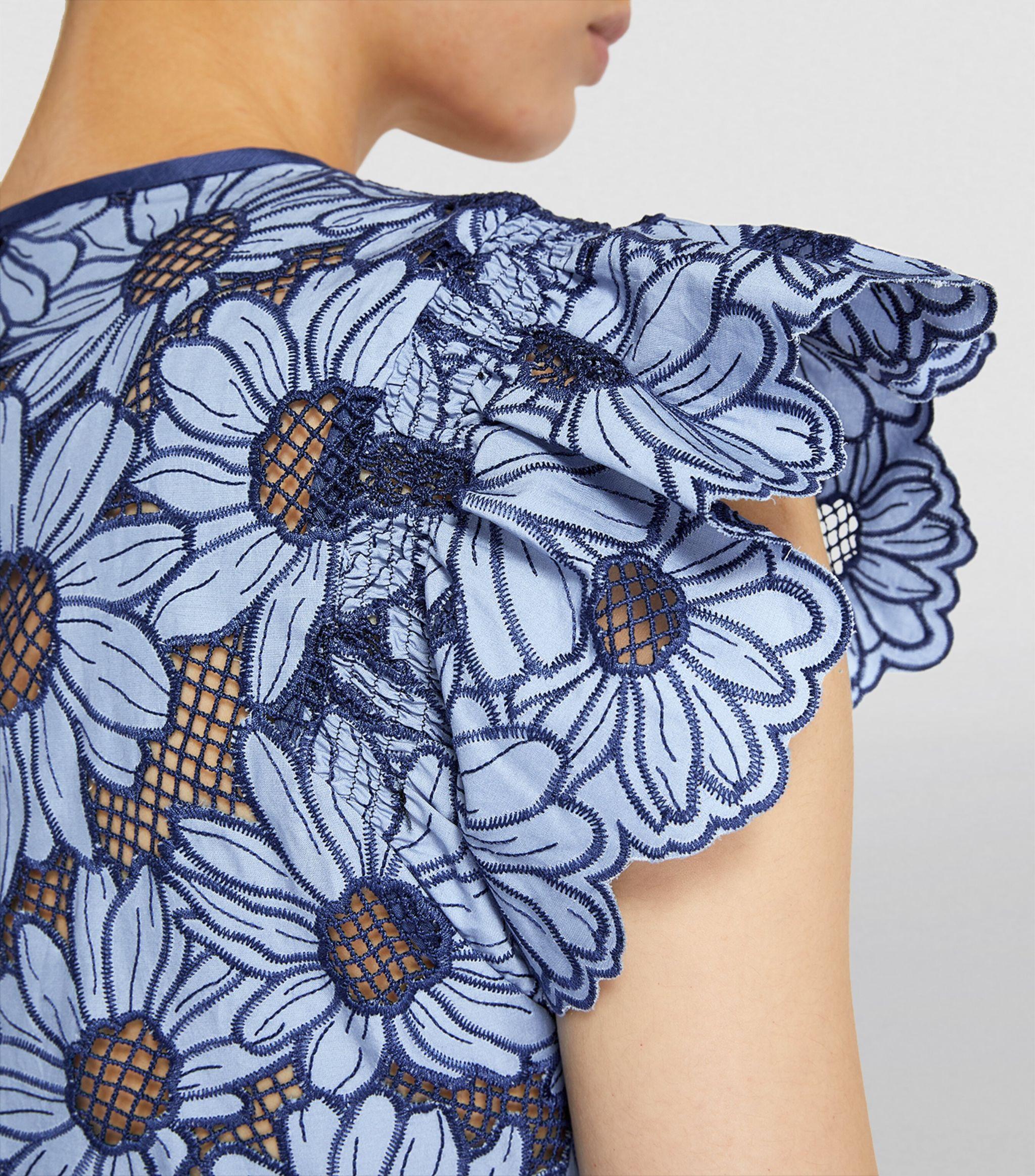Sandro Floral Mini Dress in Blue | Lyst