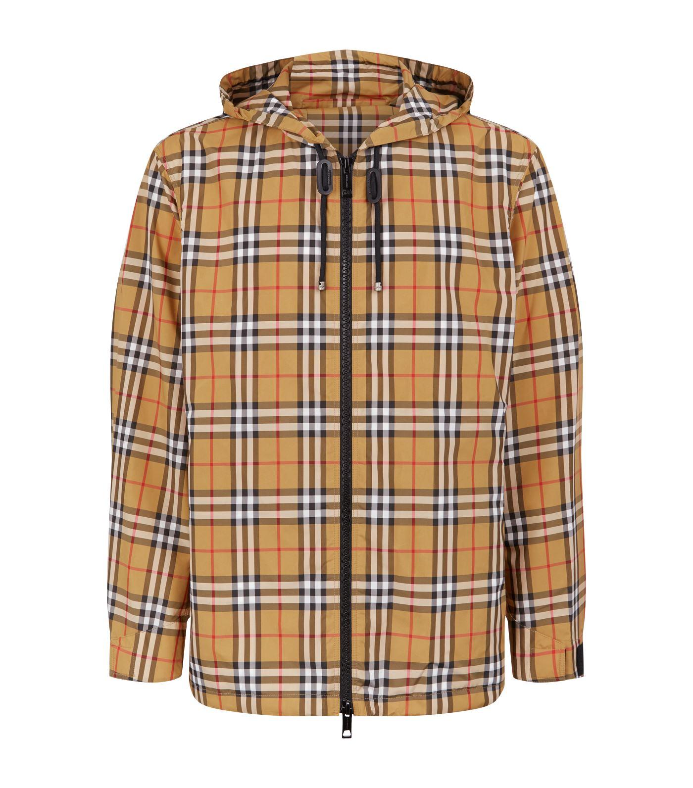 Burberry Synthetic Vintage Check Lightweight Hooded Jacket in Yellow ...