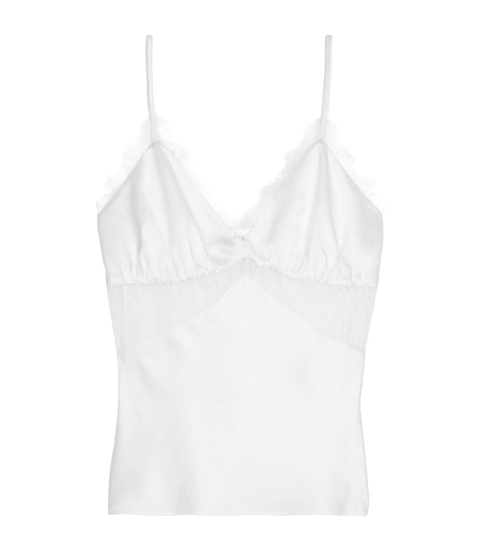 The Kooples Silk Lace-trim Cami Top in White