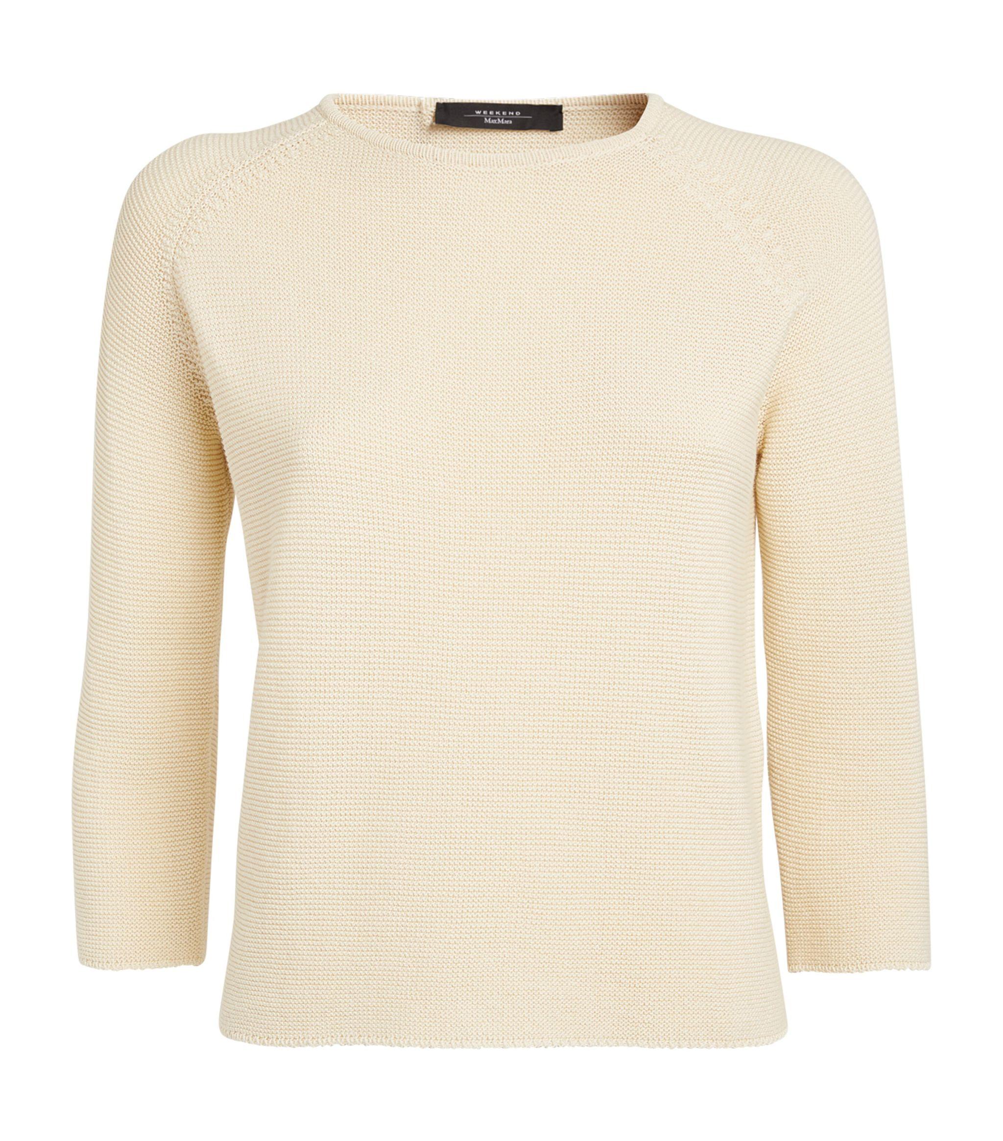 Weekend by Maxmara Cotton Cropped Addotto Sweater in Natural | Lyst