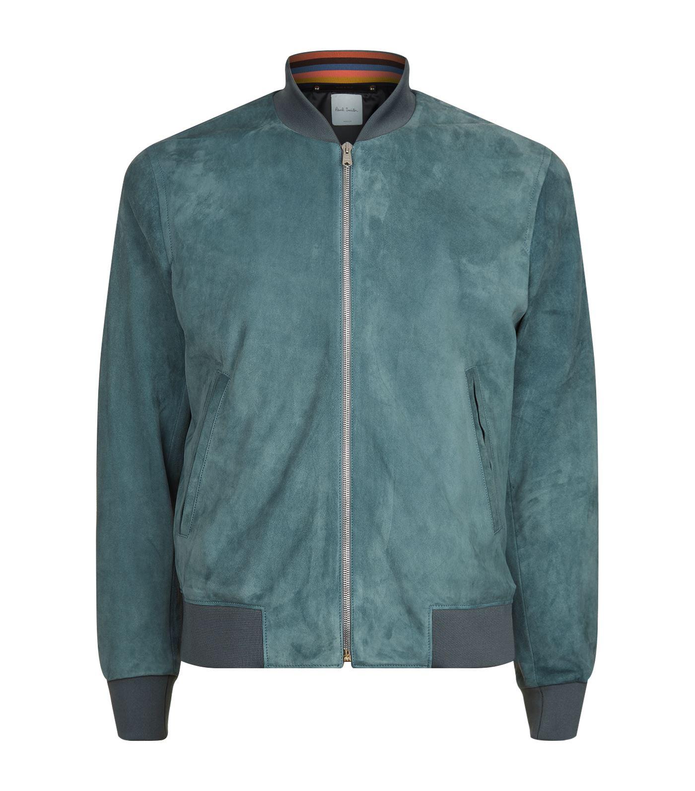 Paul Smith Suede Bomber Jacket in Green for Men | Lyst