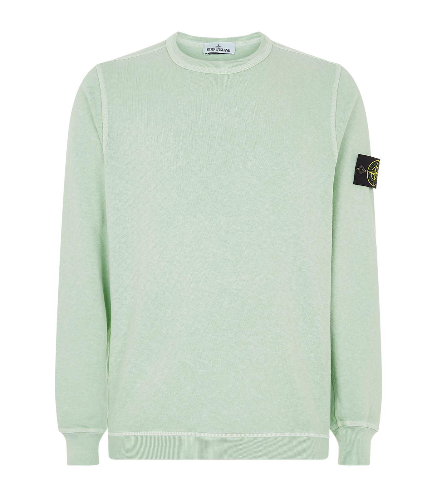 Stone Island Cotton Washed Sweater in Green for Men - Lyst