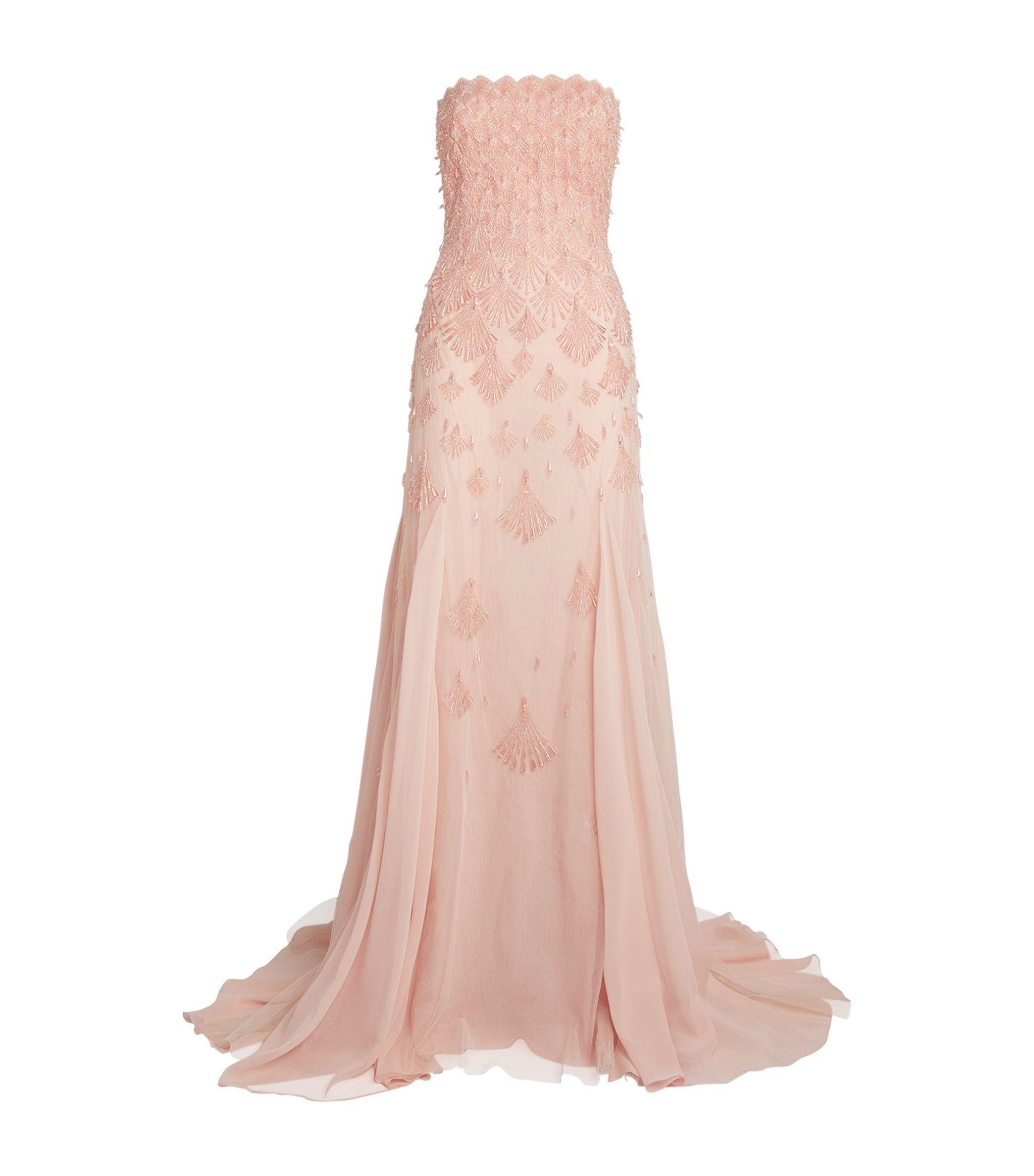 Georges Hobeika Strapless Embellished Gown in Pink | Lyst