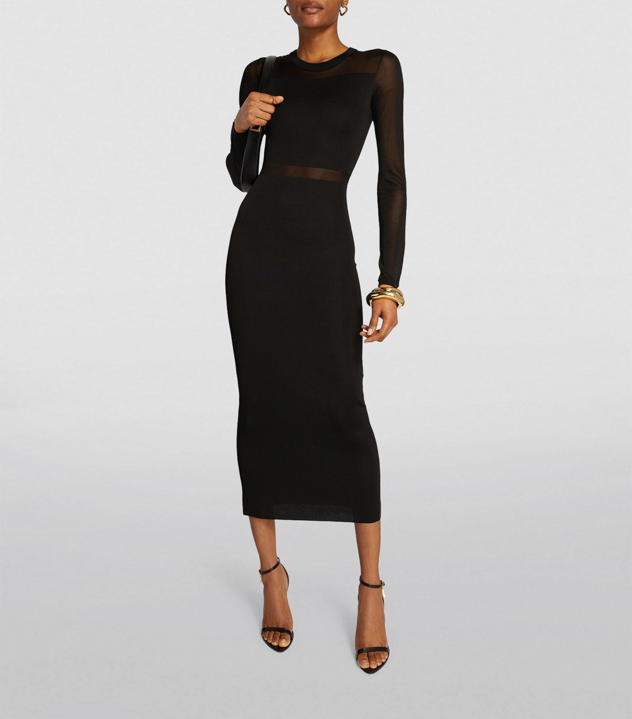 Semi-sheer knitted cocktail dress black – TOTEME