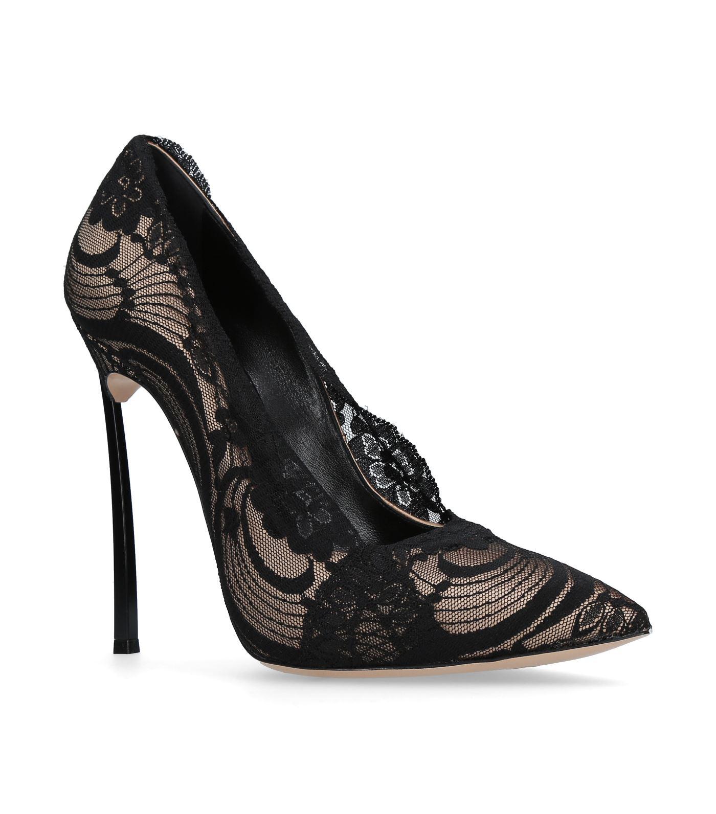 Casadei Blade Lace Pumps in Black - Lyst