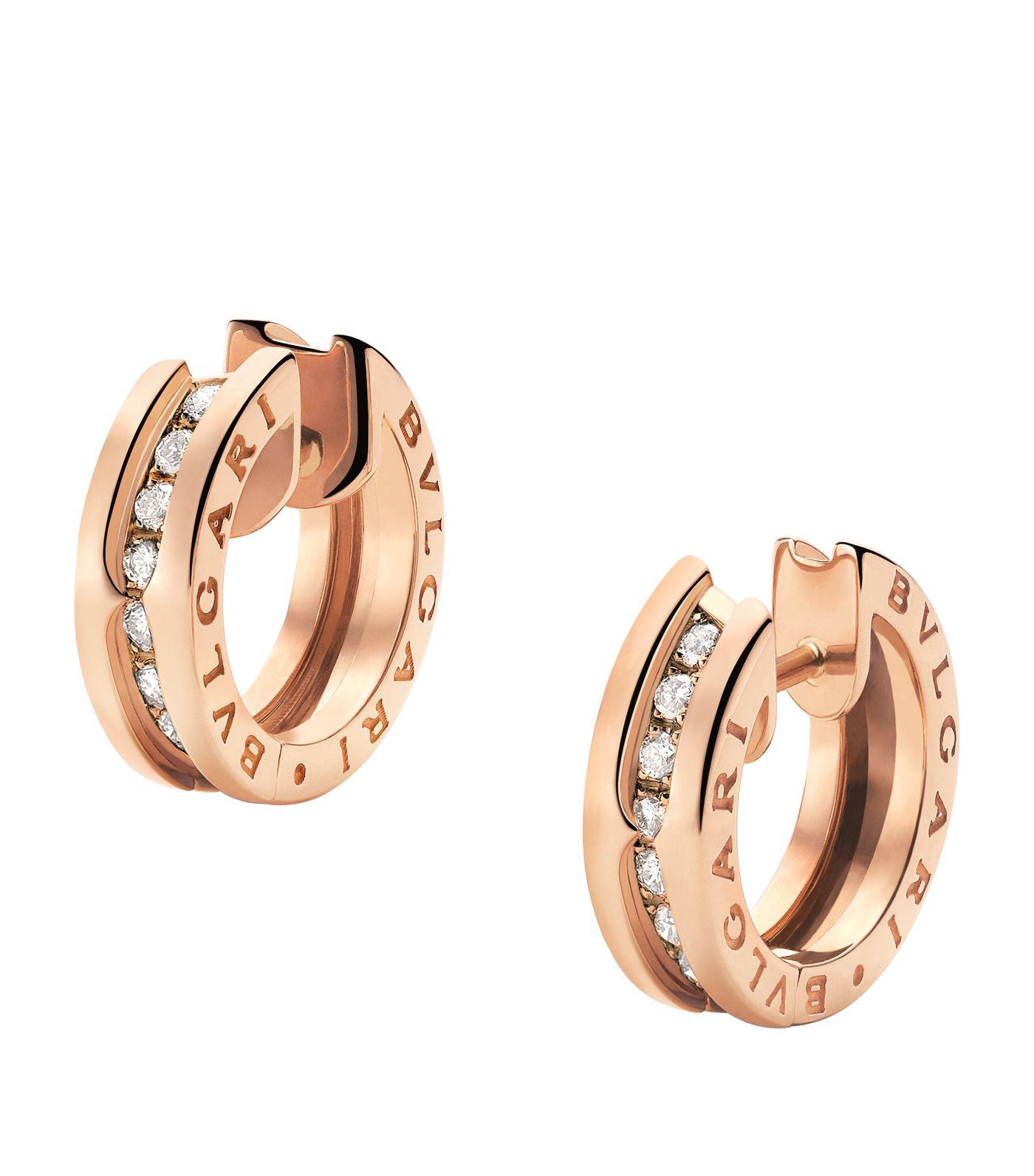 Bvlgari Rose Gold Diamond B Zero1 Earrings In Metallic Lyst Bvlgari Women S Metallic Rose Gold Diamond B Zero1 Earrings
