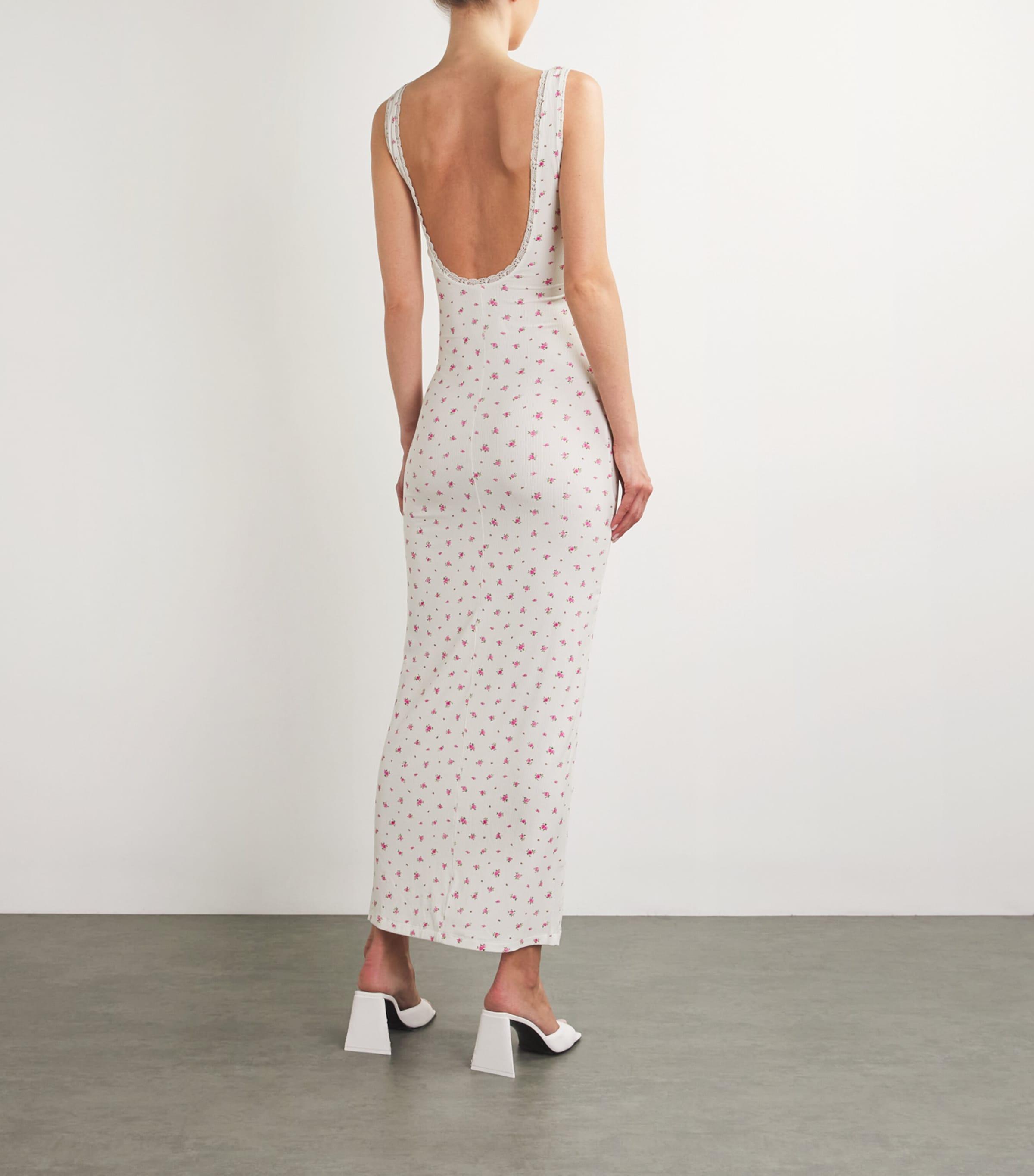 maxi occasion dress self-portrait - White Fine Lace Satin Maxi Dress