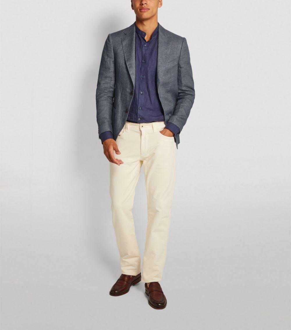 Loro Piana Linen Suit Jacket in Gray for Men - Lyst