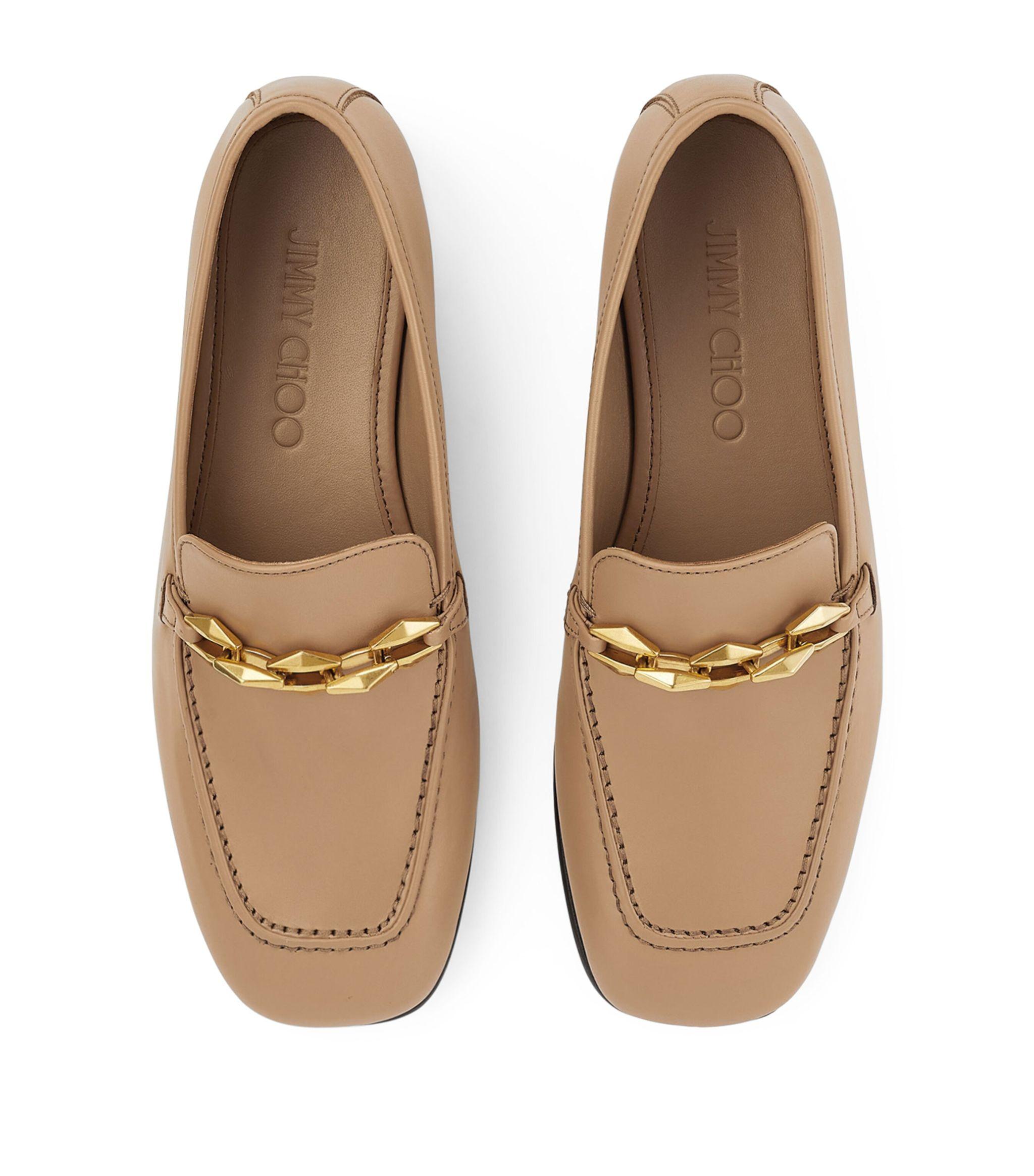 Jimmy Choo Diamond Tilda Leather Loafers in Natural | Lyst