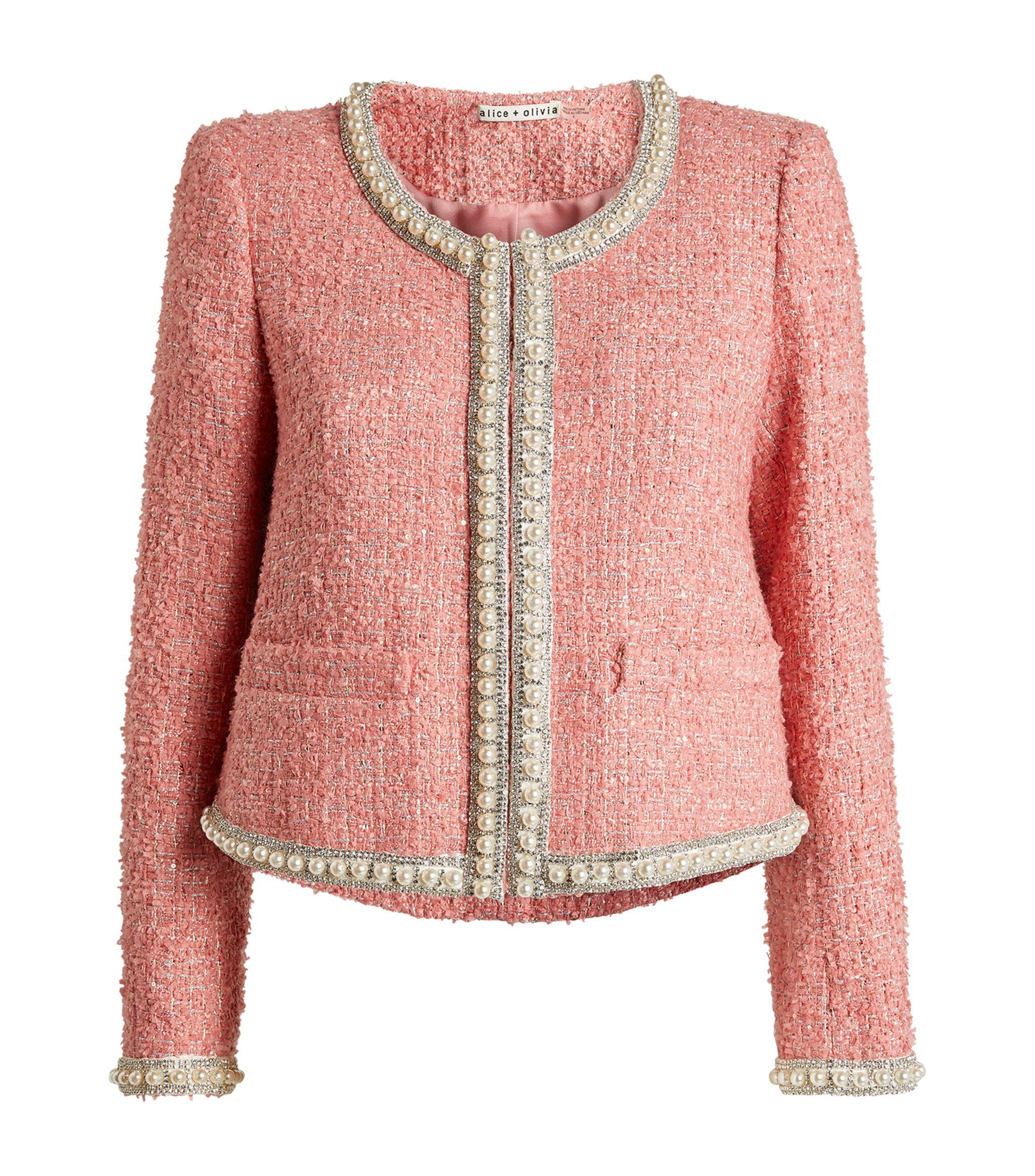 Alice Olivia Embellished Gwyneth Tweed Jacket in Pink Lyst