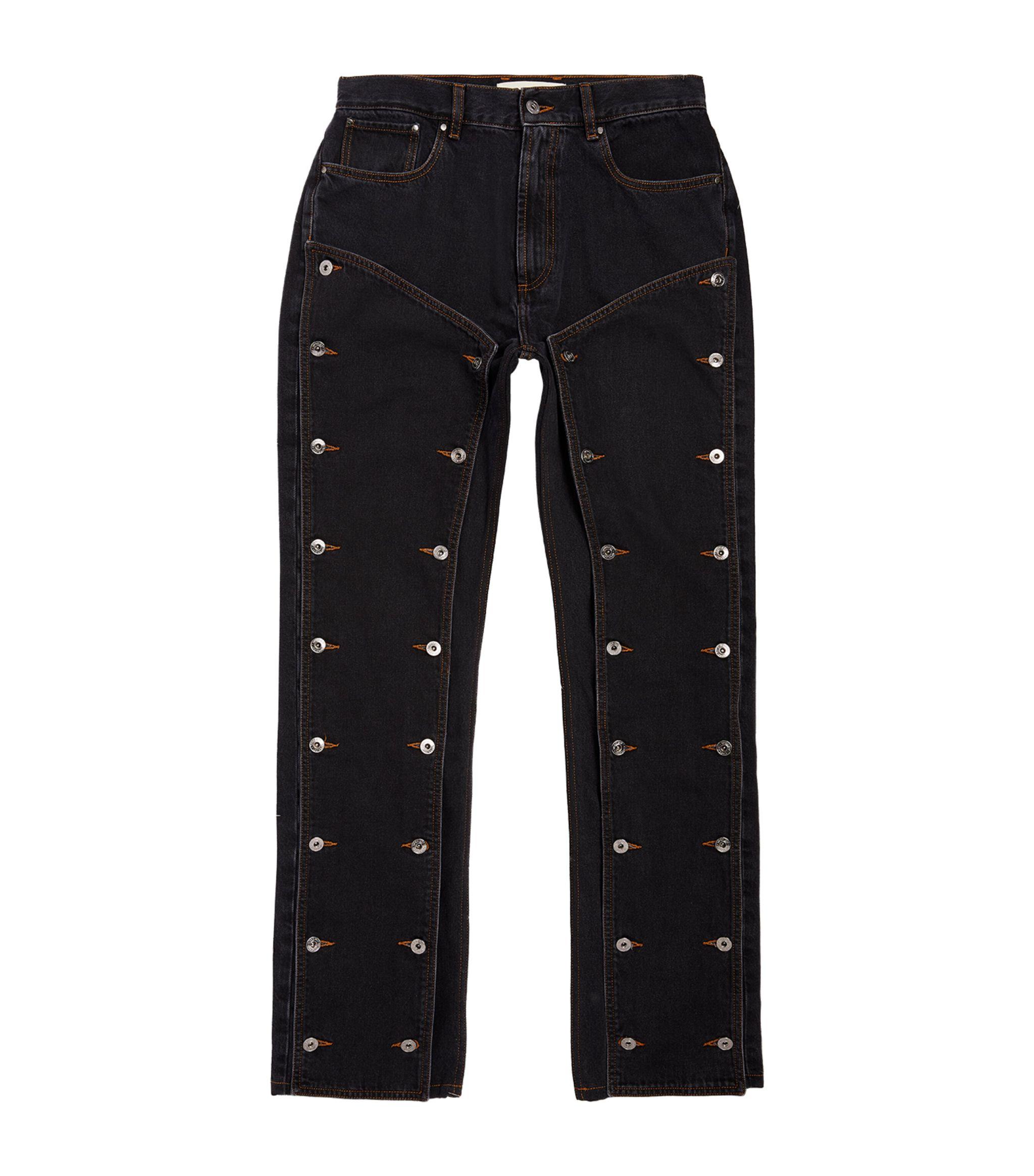Y. Project Dark Wash Button-panel Jeans in Black for Men | Lyst