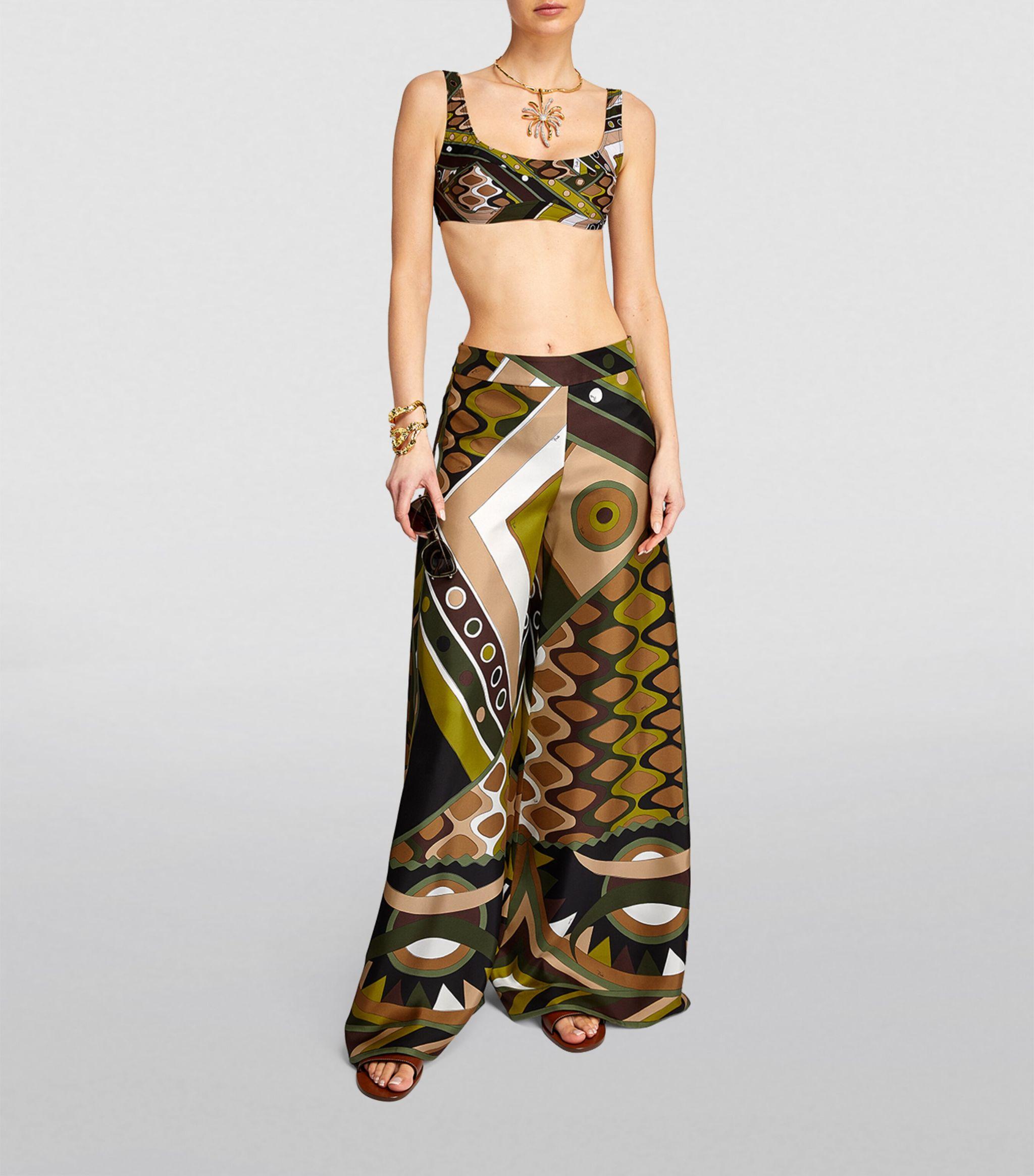 パンツ EMILIO PUCCI Black Stretch Viscose Pant Marmo Print Silk Twill Wide-Leg Pants – PUCCI Online Store