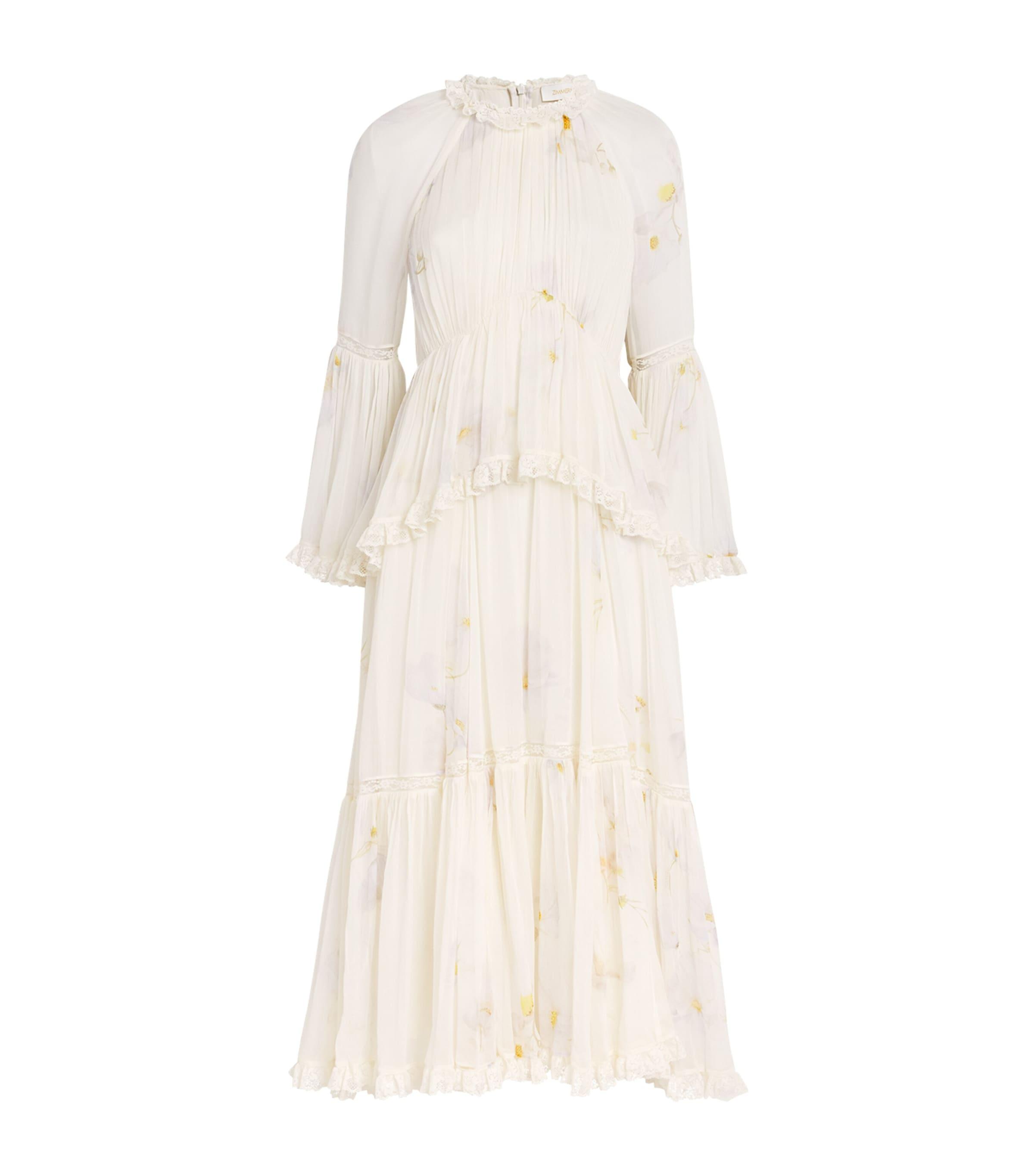 chinese dress ladies Zimmermann Rebellion Cream Flutter Sleeve Midi Dress