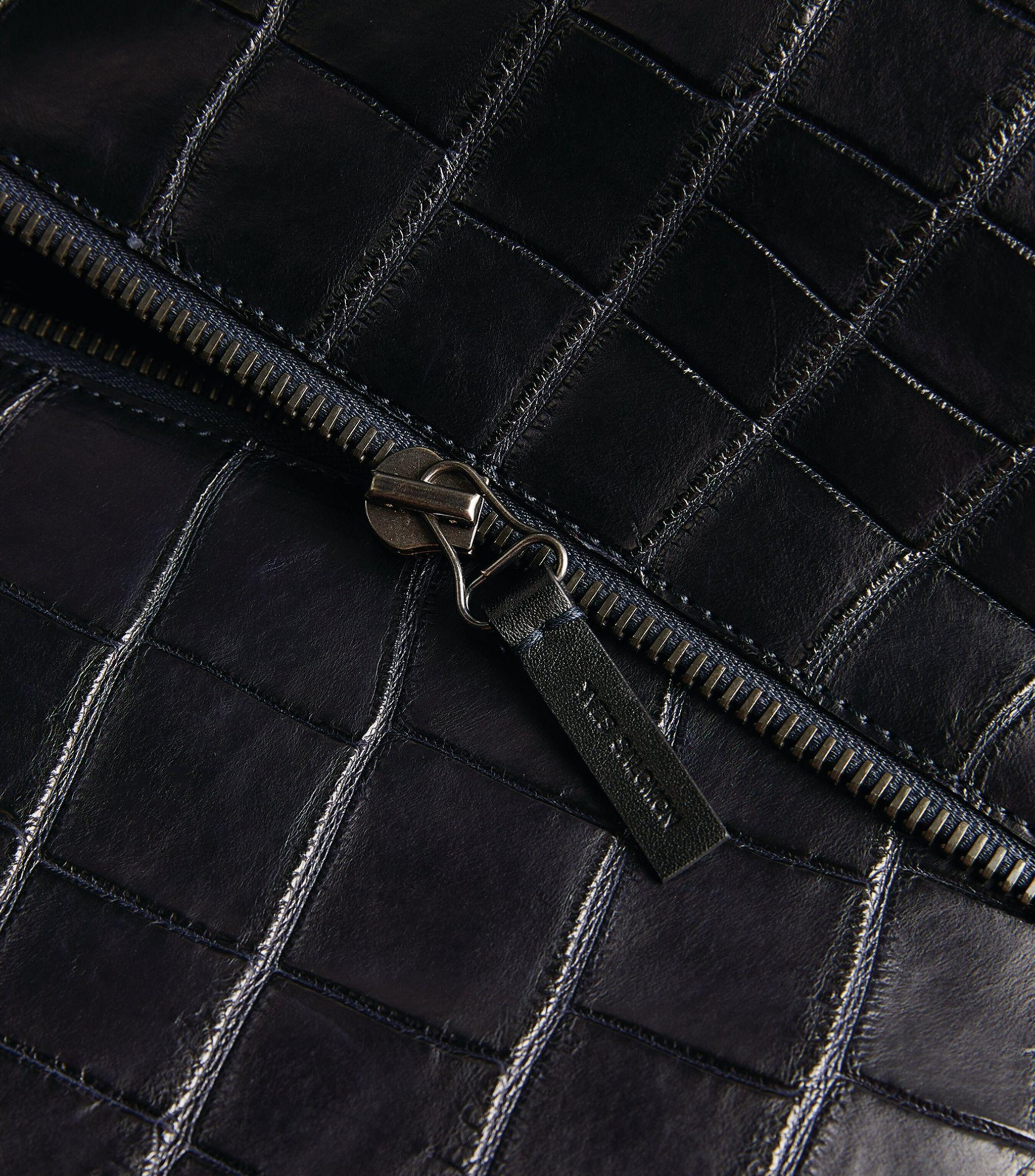 Crocodile Print Men's Lambskin Leather Jacket