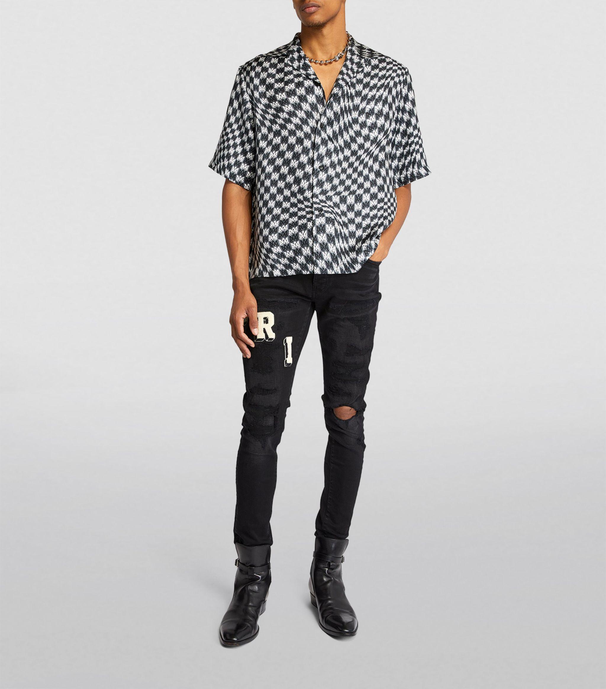 Amiri Varsity Ripped Skinny Jeans in Black for Men Lyst UK