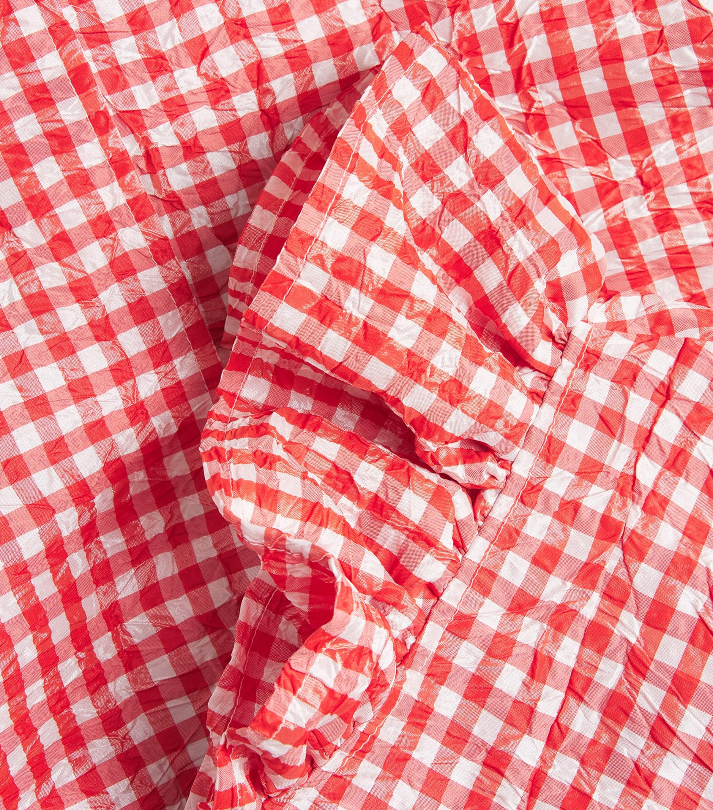 ganni red check mini dress Crinkled Taffeta Check Frill Mini Dress