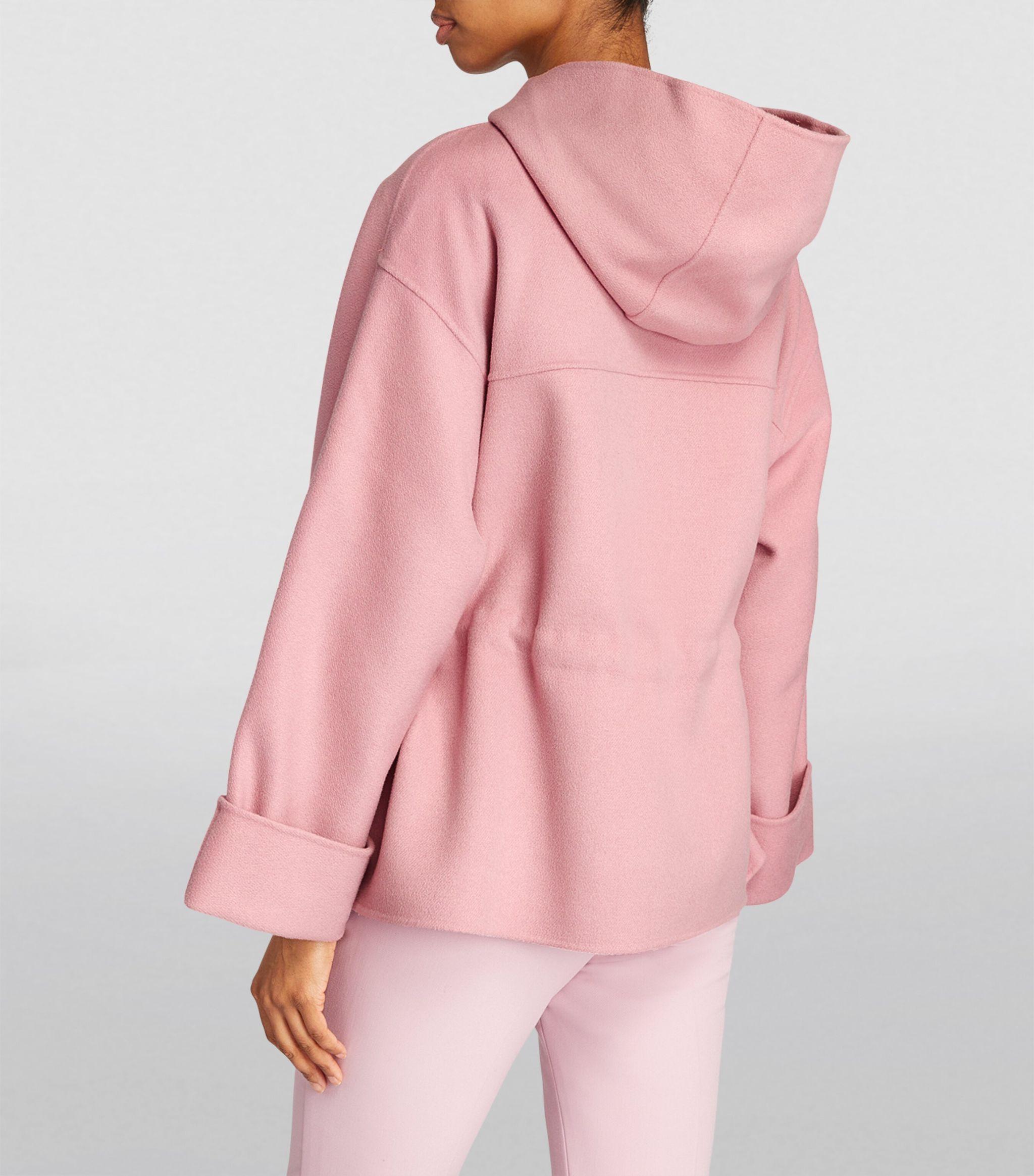 Weekend by Maxmara Wool-blend Hooded Coat in Pink | Lyst