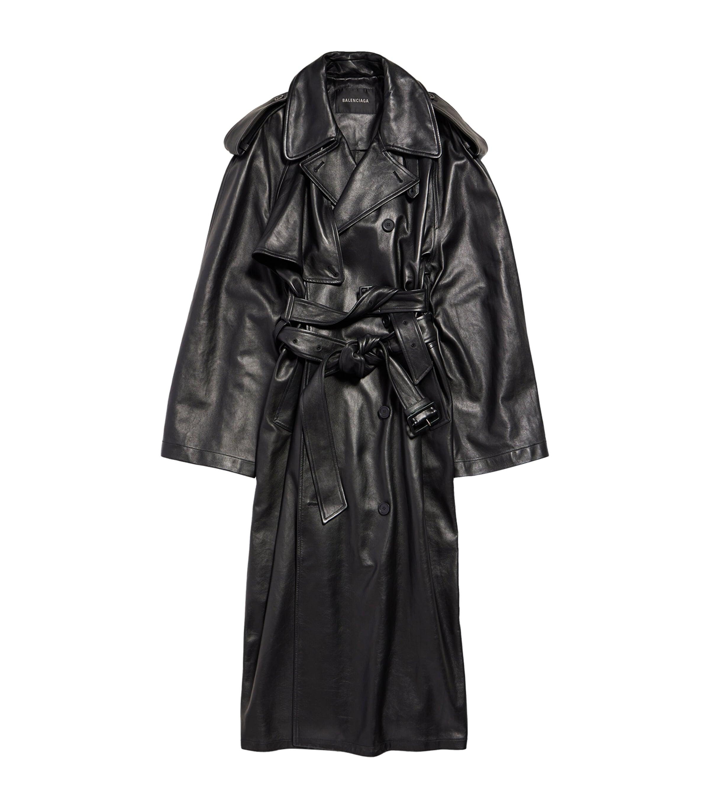 【関税&送料込】Balenciaga Double-Breaste Trench Coat In Twi Double-breasted coat in black - Balenciaga | Mytheresa