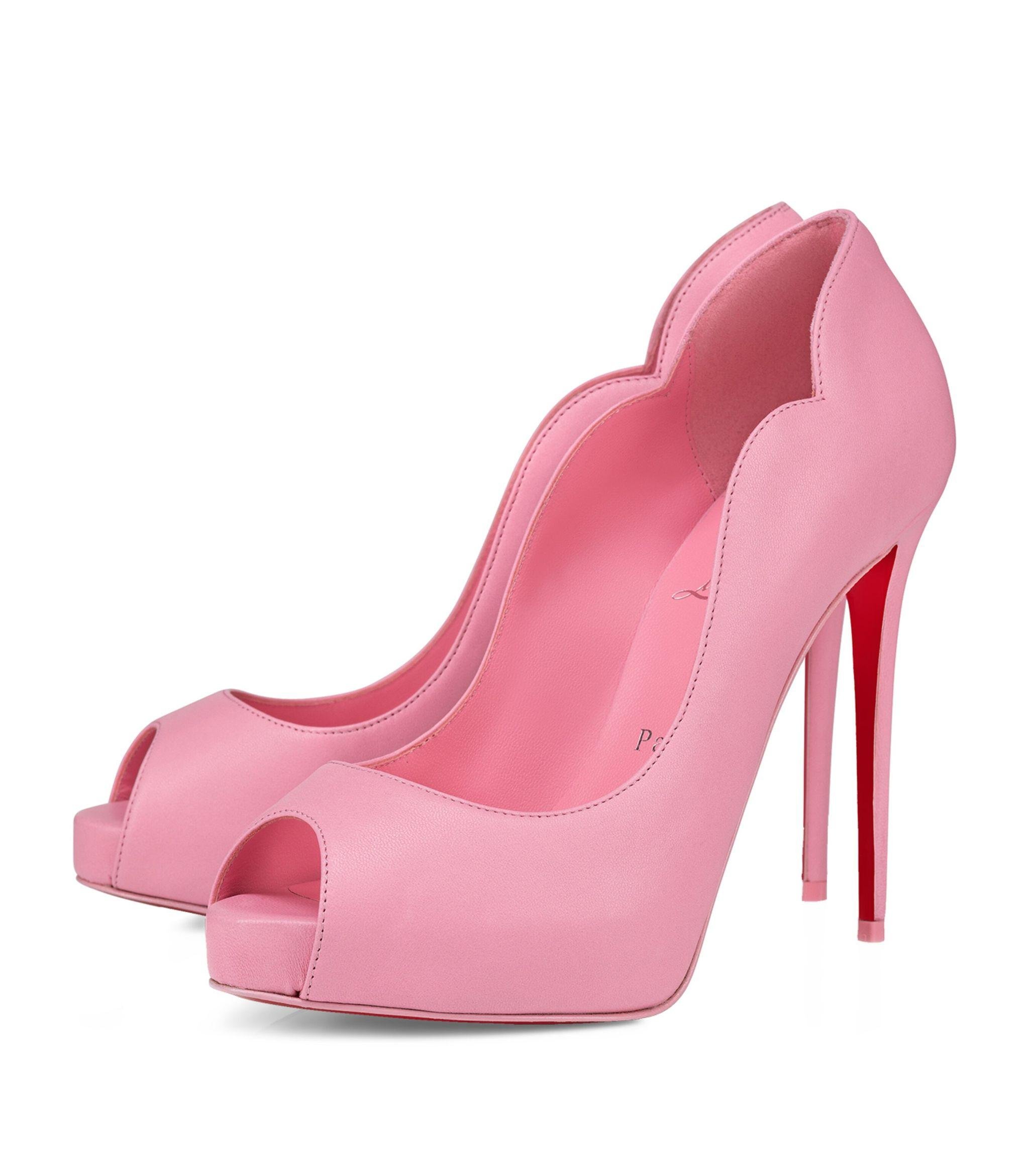 Christian Louboutin Hot Chick Alta Leather Peep Toe Pumps 120 in Pink | Lyst