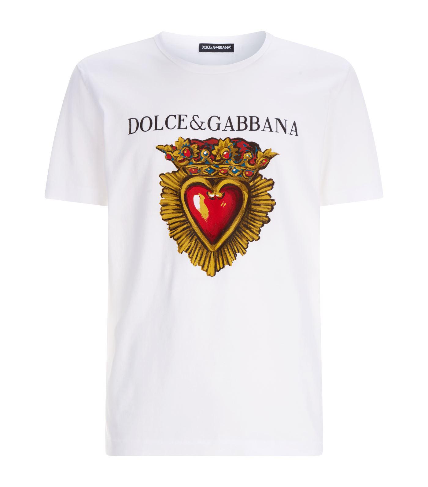 Dolce & Gabbana Cotton Heart Print T-shirt in White for Men | Lyst
