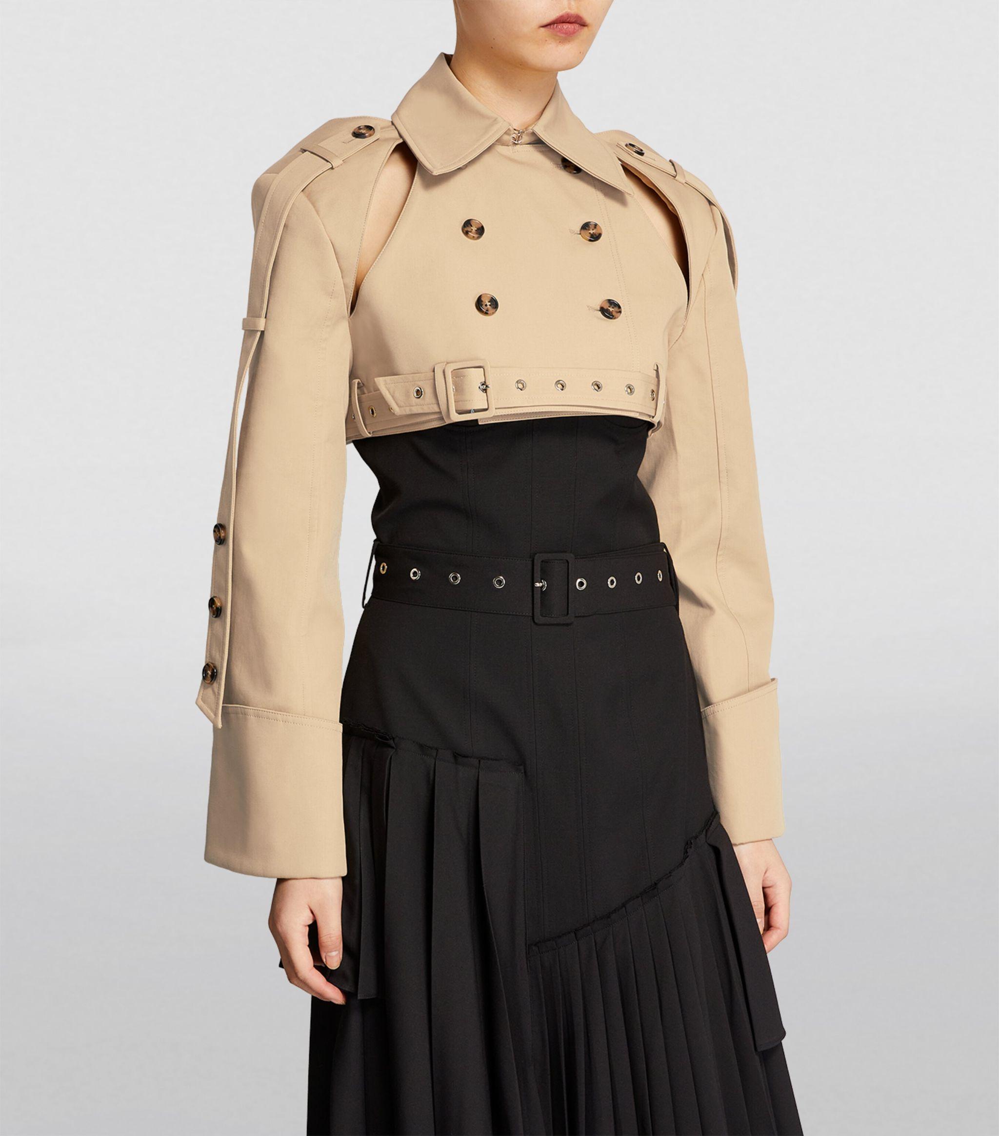 ROKH Cropped Trench Coat in Natural | Lyst