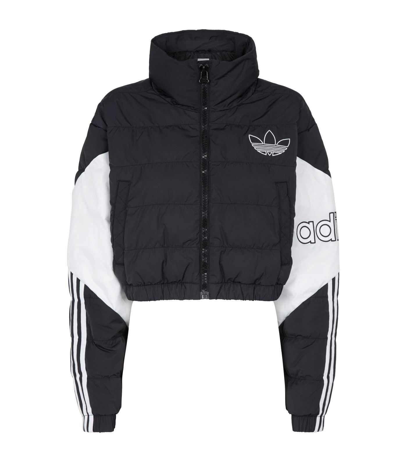 adidas Originals Crop Puffer Jacket in Black - Lyst