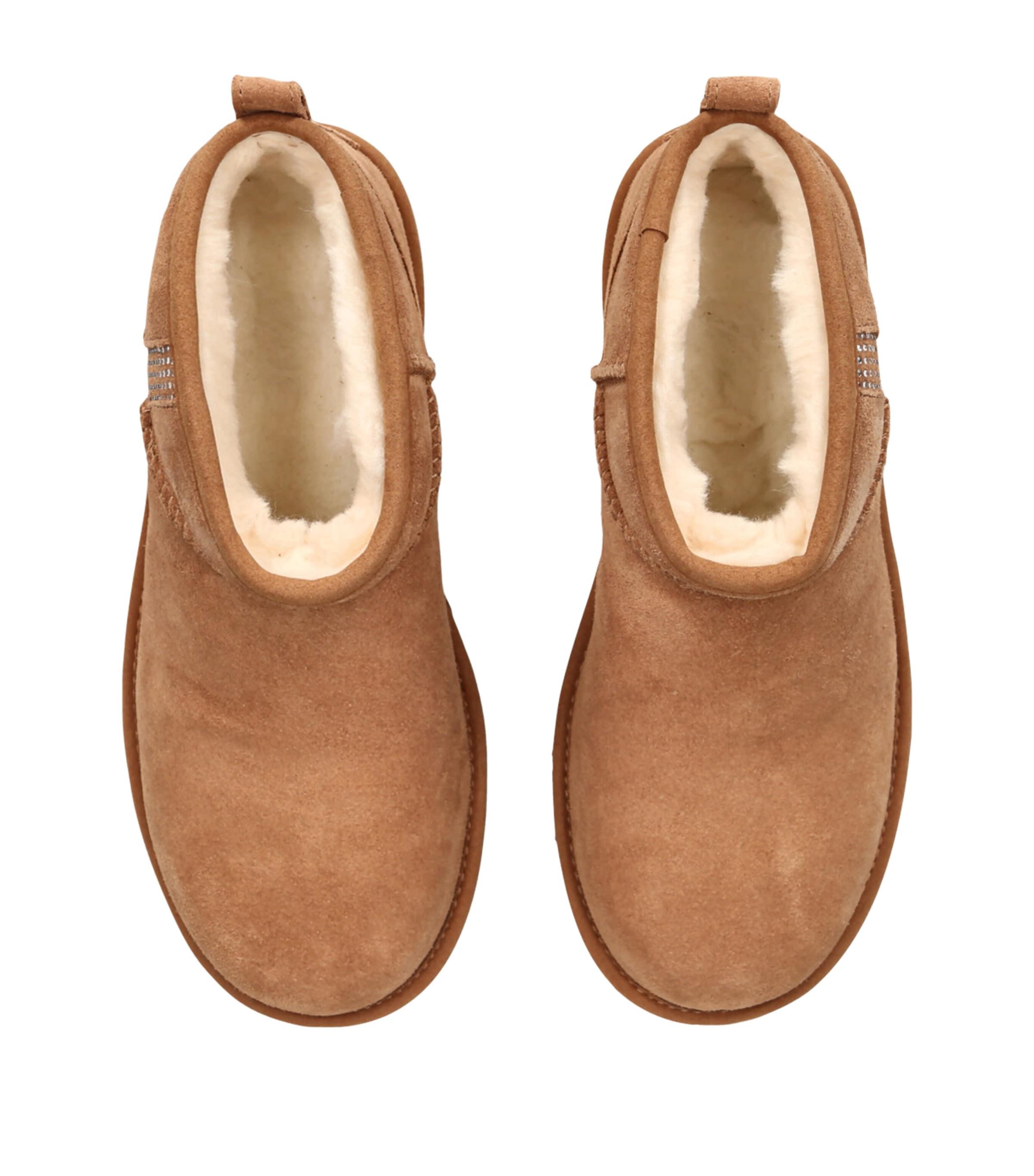 UGG Classic Ultra Mini Bling Suede Ankle Boots in Brown | Lyst