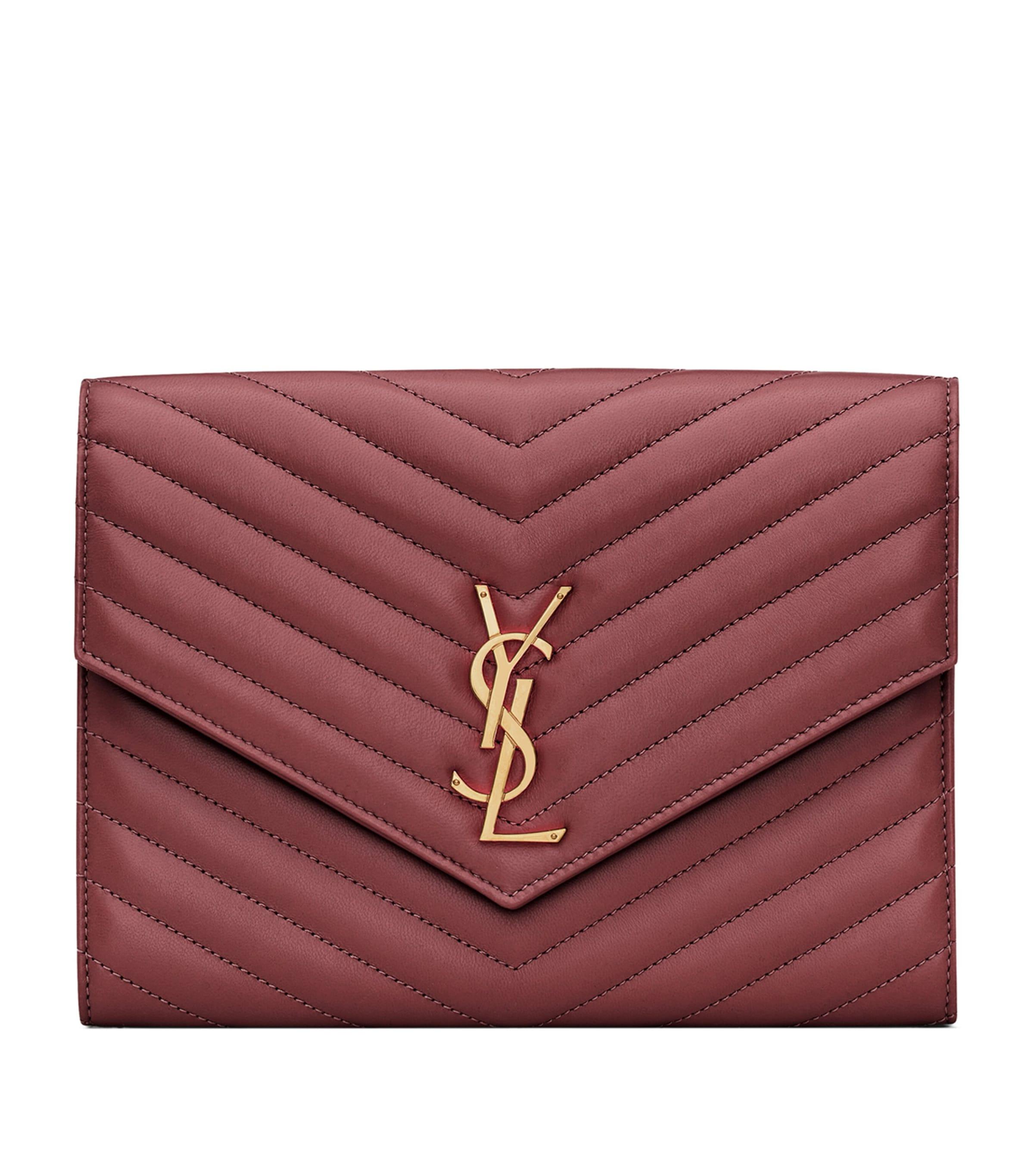 Saint Laurent Small Monogram Matelassé Envelope Pouch in Red Lyst UK