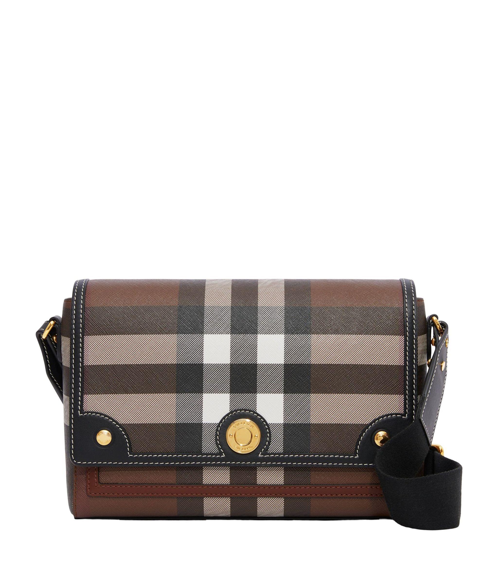 Burberry Leather Check Note Crossbody Bag in Black Lyst