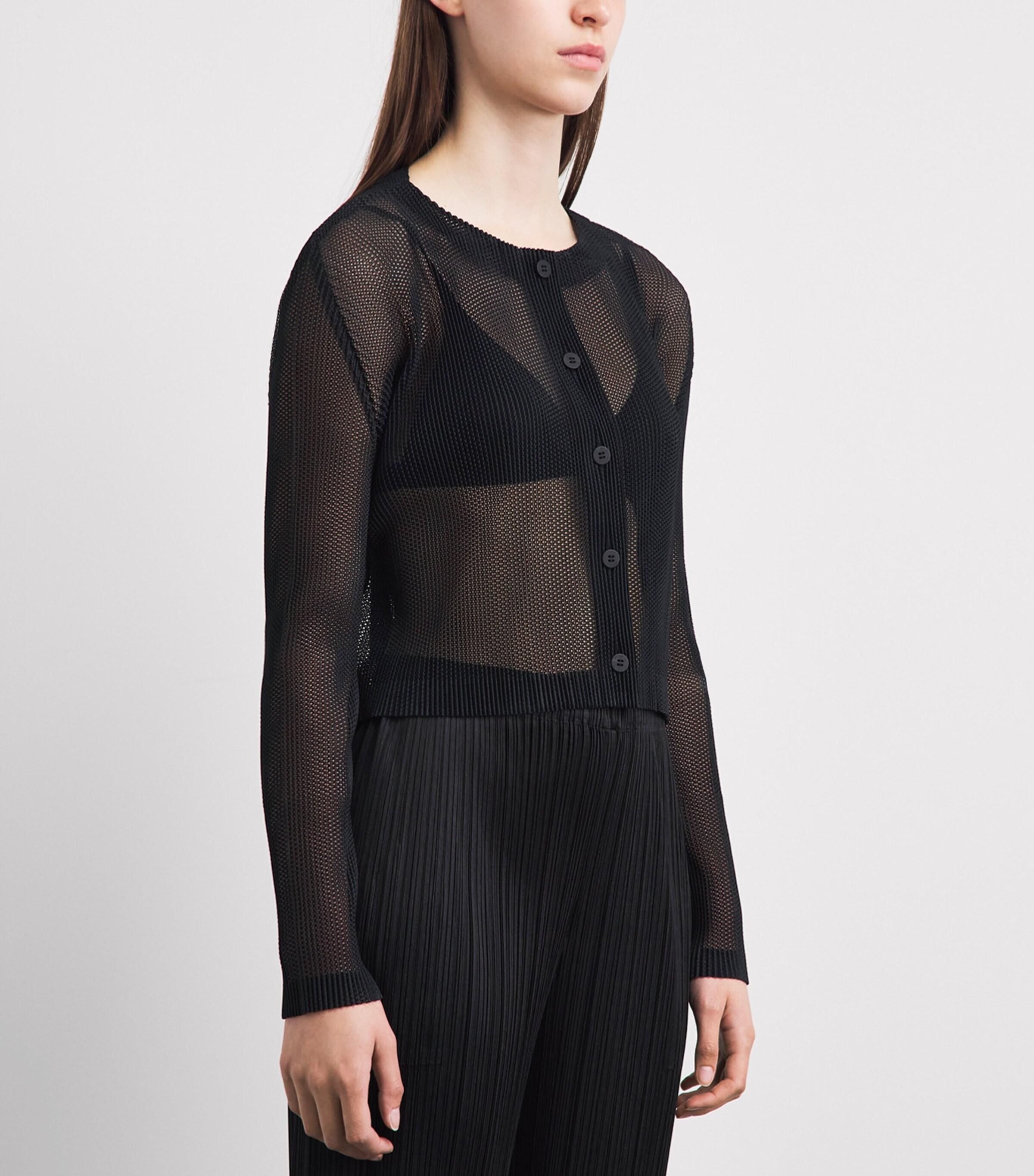 Pleats Please Issey Miyake Tatami Cardigan in Black | Lyst Canada