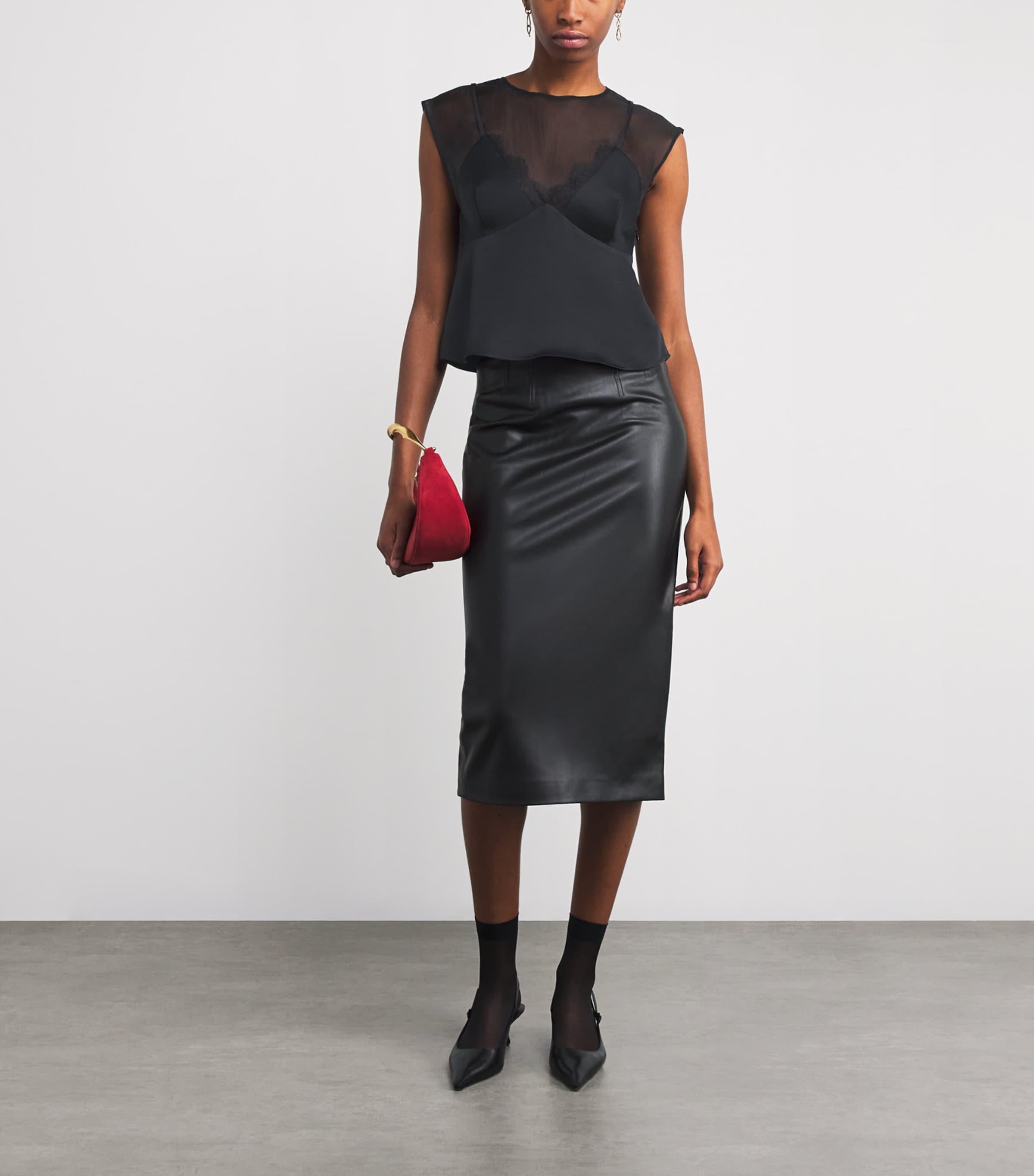 Claudie Pierlot Satin Lace Top in Black | Lyst