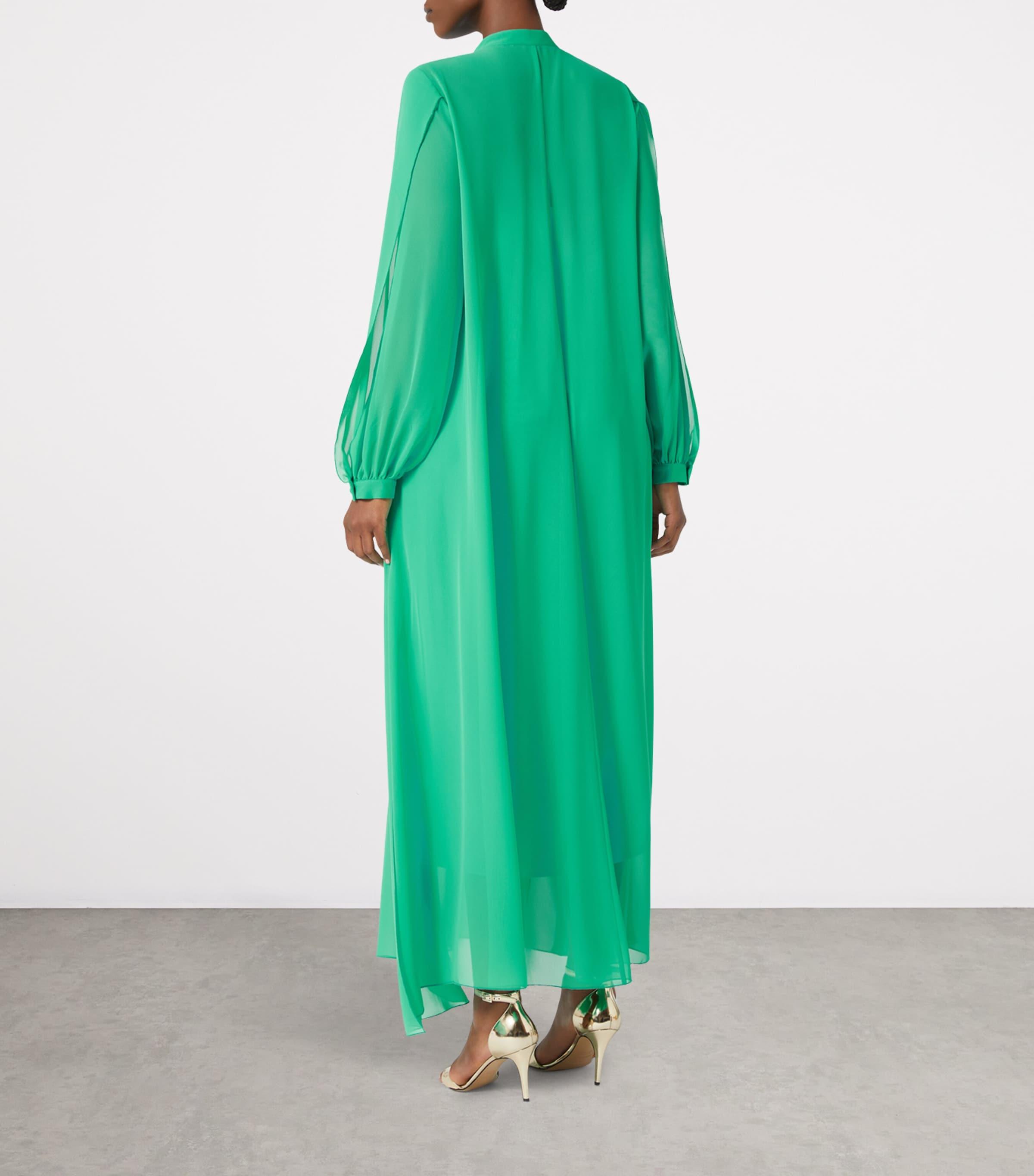 Marina Rinaldi Georgette Pleated Elegante Maxi Dress in Green