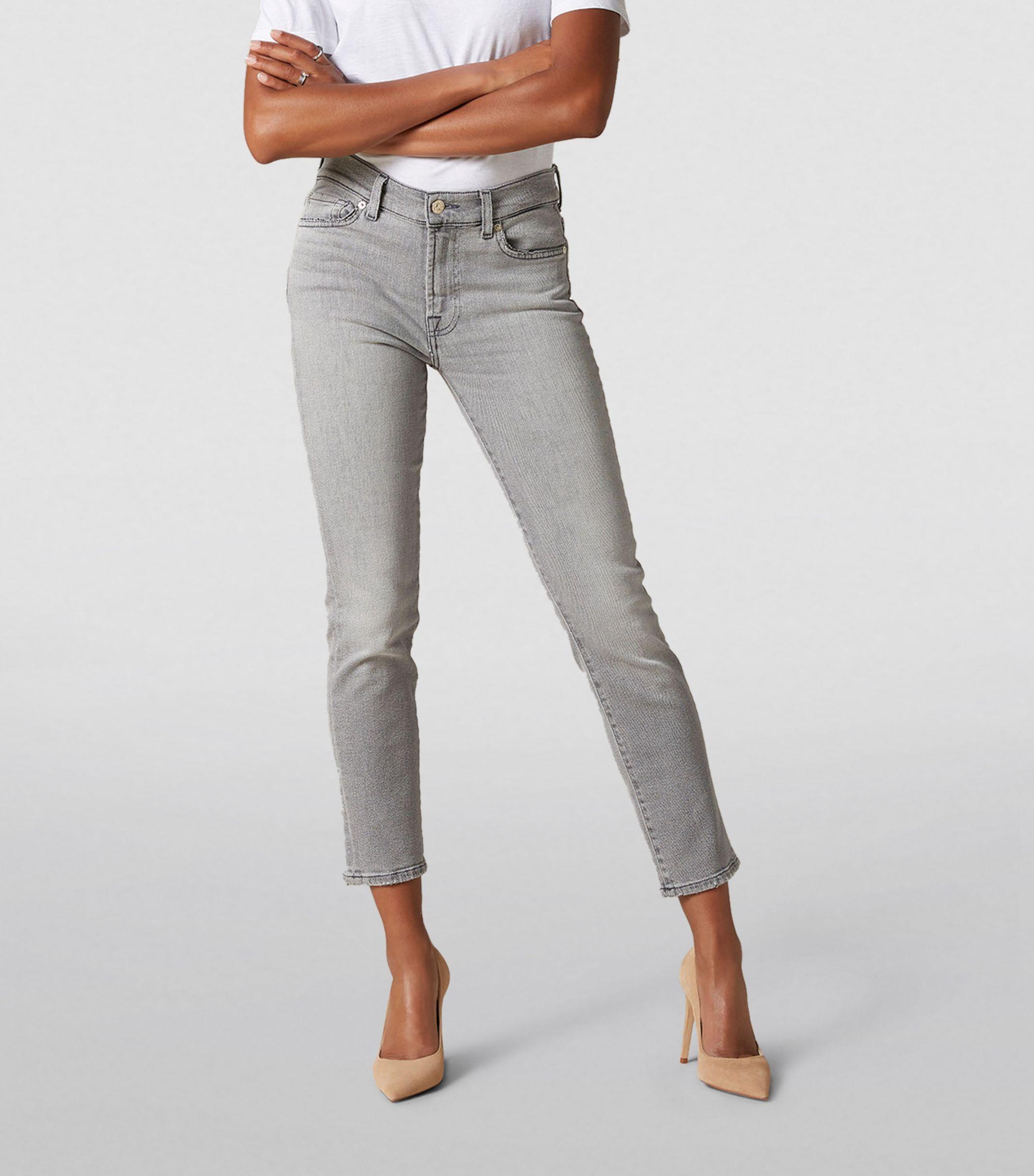 7 For All Mankind Denim Roxanne Luxe Vintage Ankle Jeans in Gray - Lyst