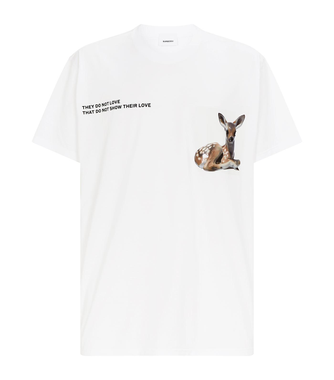 Burberry Slogan Deer T-shirt in White for Men | Lyst