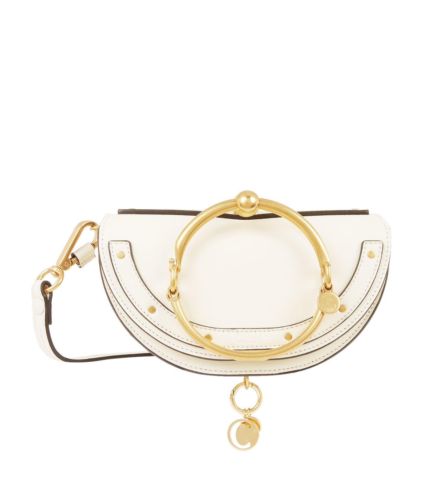 Chloé Mini Leather Nile Bracelet Bag in White | Lyst