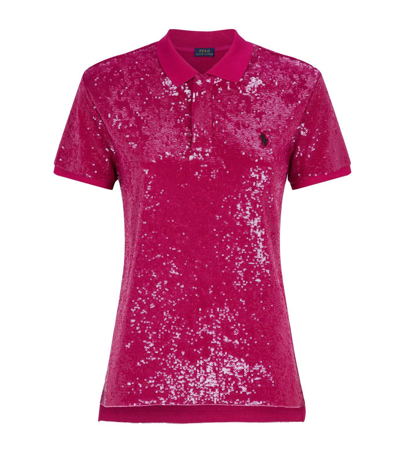 Polo Ralph Lauren Sequin-embellished Polo Shirt in Purple | Lyst