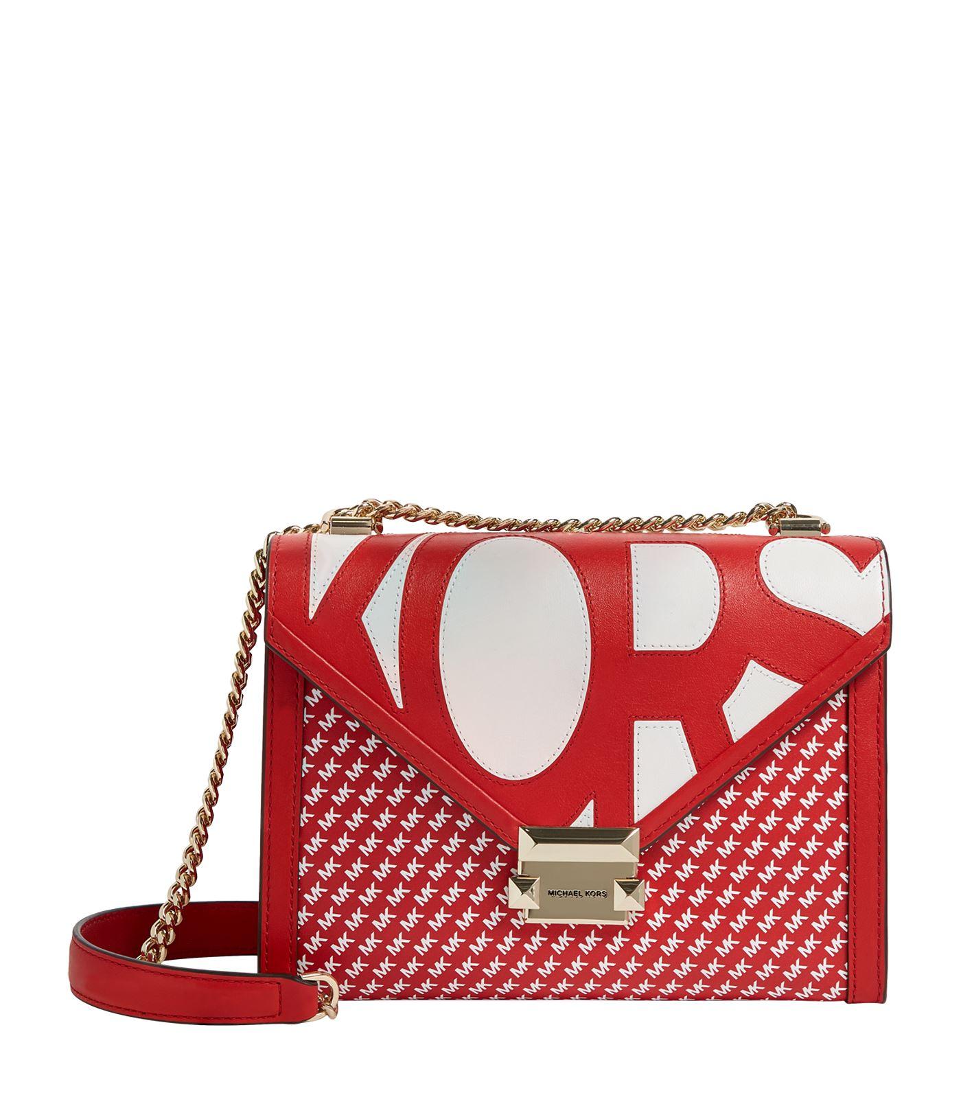 Descubrir 31+ imagen red and white michael kors purse 