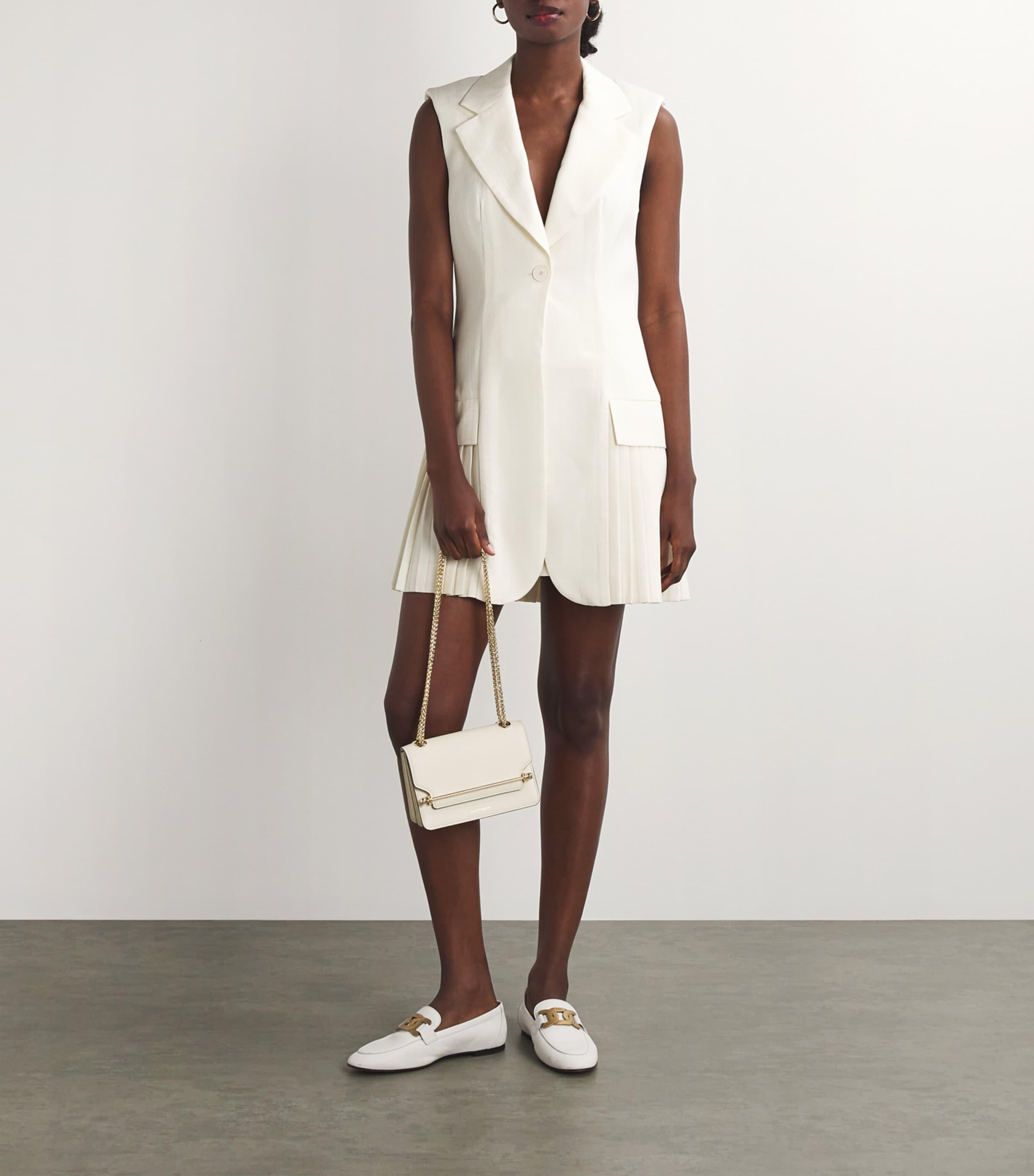 Sandro Pleated Mini Dress in White | Lyst