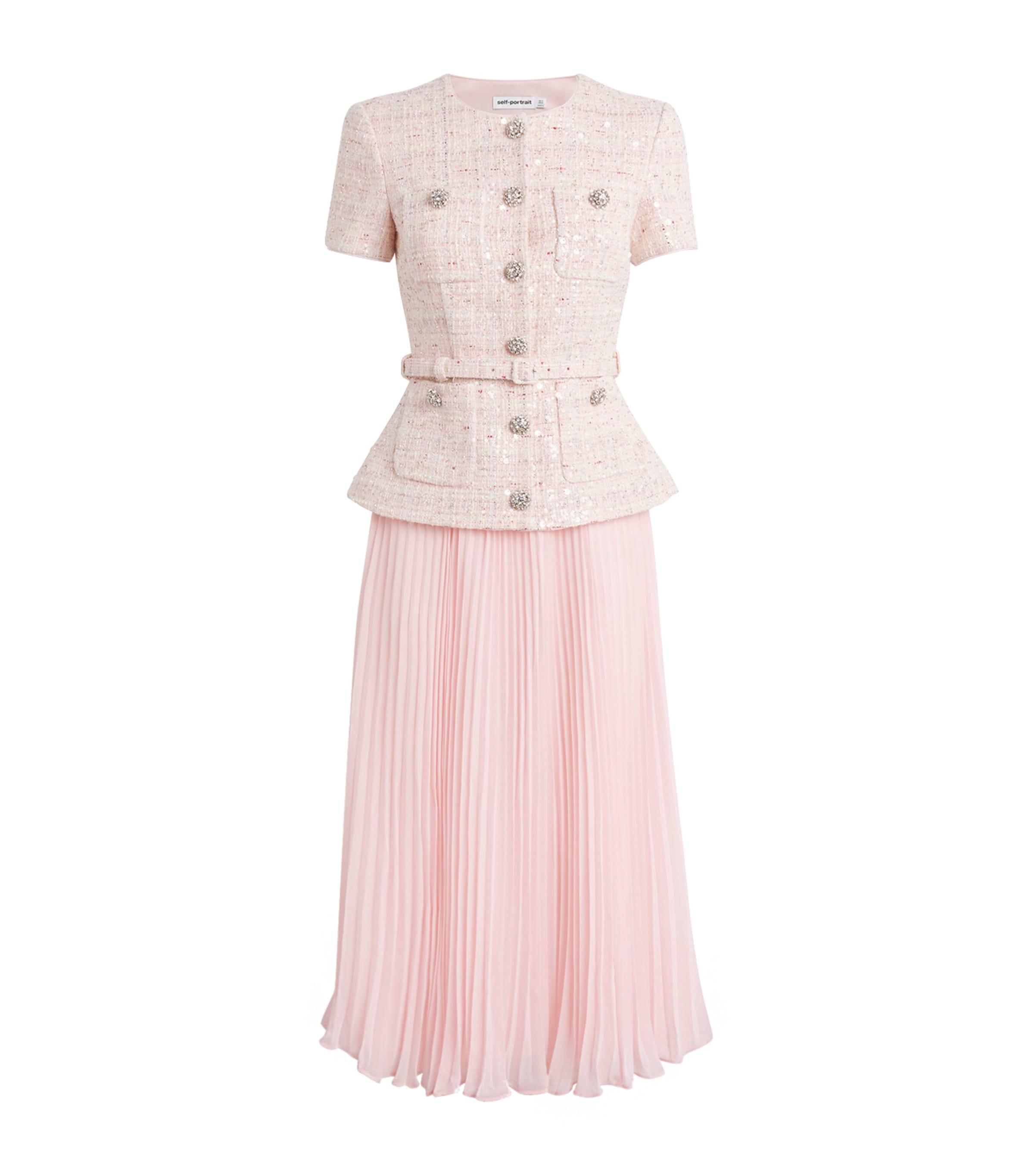 sachin and babi light blue dress Pink Embroidered Midi Dress  self-portrait-US