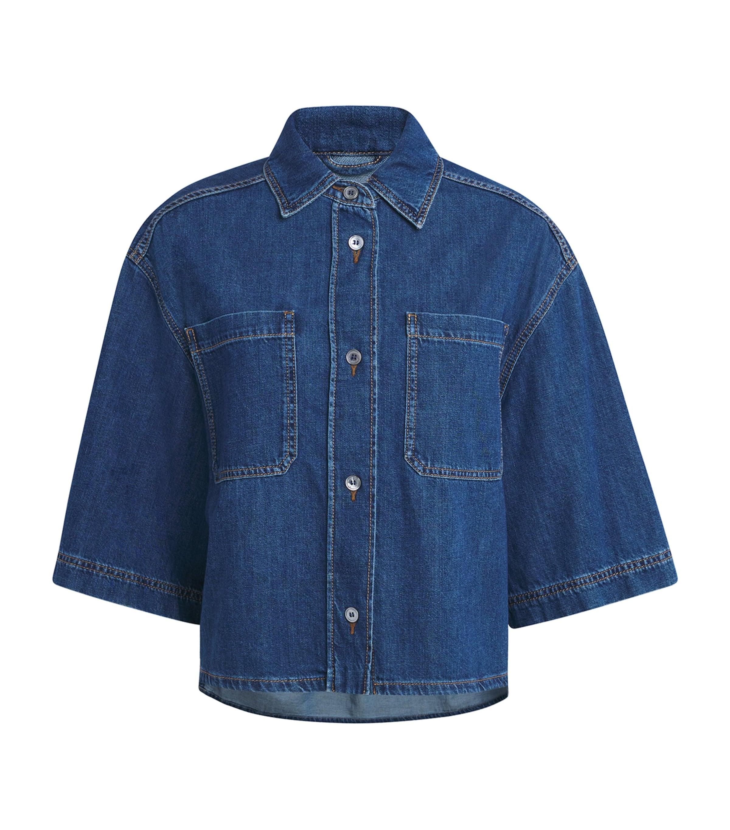 MM6 Cropped Denim Shirt　38 Weekend by Maxmara Cropped Denim Shirt in Blue | Lyst