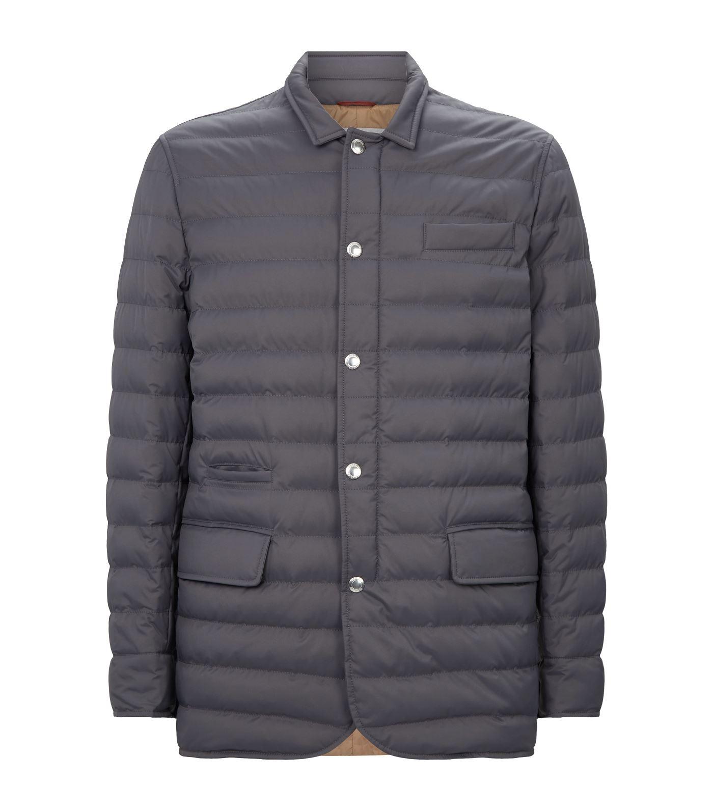 Brunello Cucinelli Goose Padded Down Jacket in Grey (Gray) for Men - Lyst