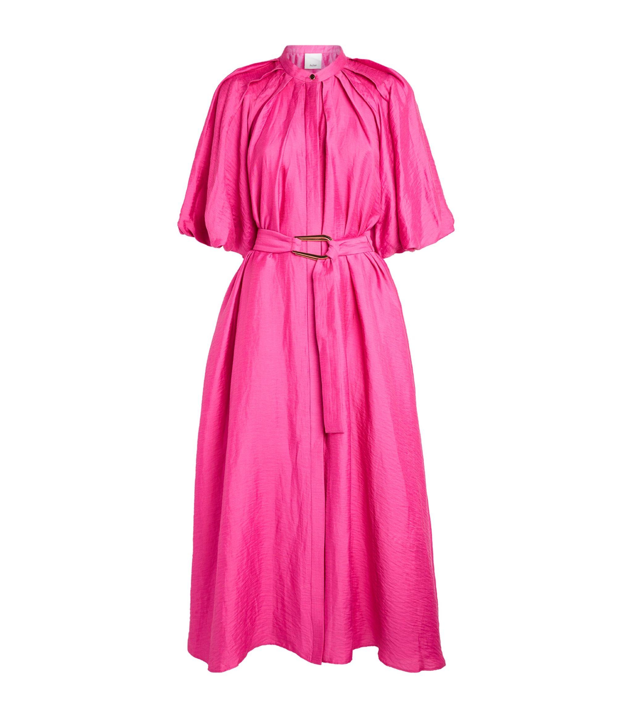 Acler Linen-blend Cranhurst Midi Dress in Pink | Lyst Canada
