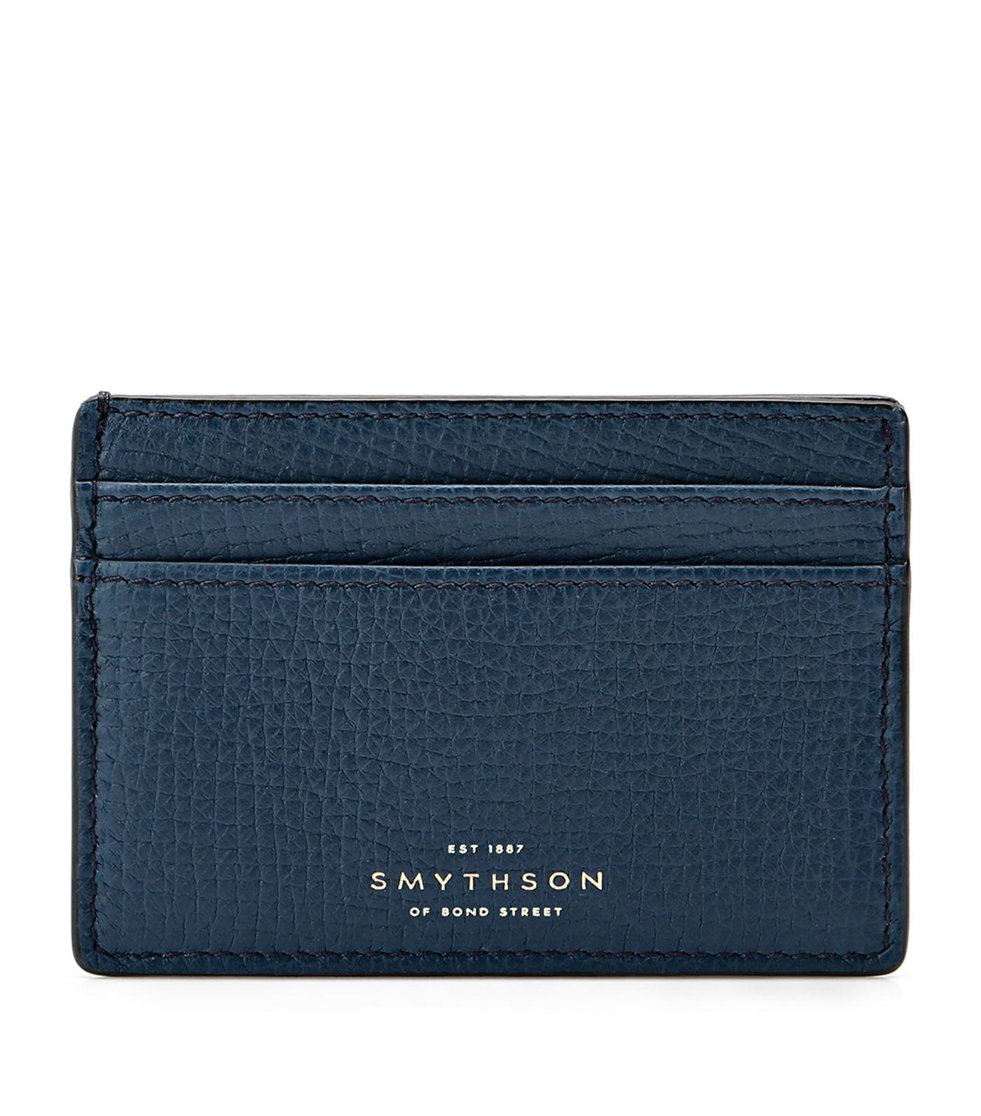 Smythson Leather Grained Card Holder in Blue for Men Lyst