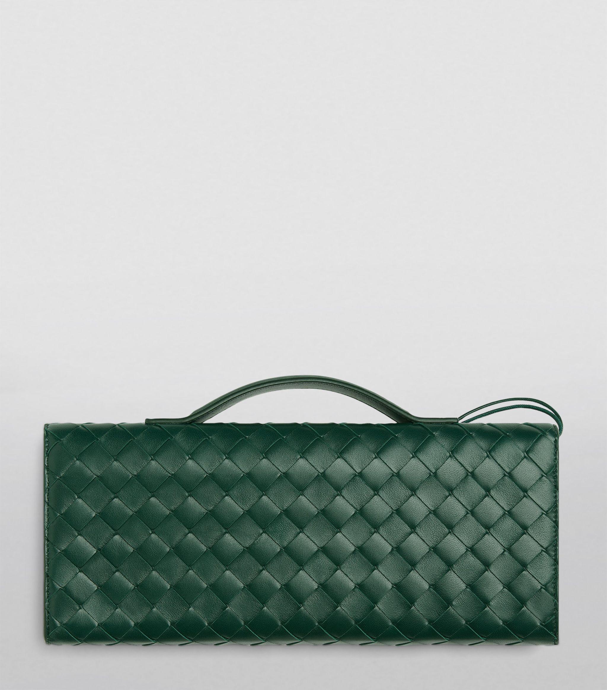 Bottega Veneta Small Leather Top handle Clutch Bag in Green Lyst