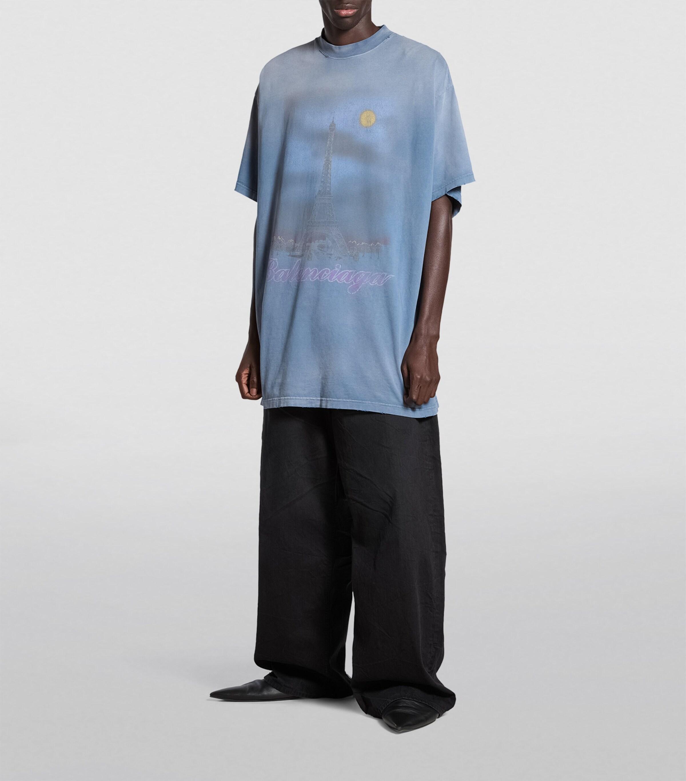 Balenciaga Oversized Paris Moon T-Shirt in Blue for Men | Lyst UK