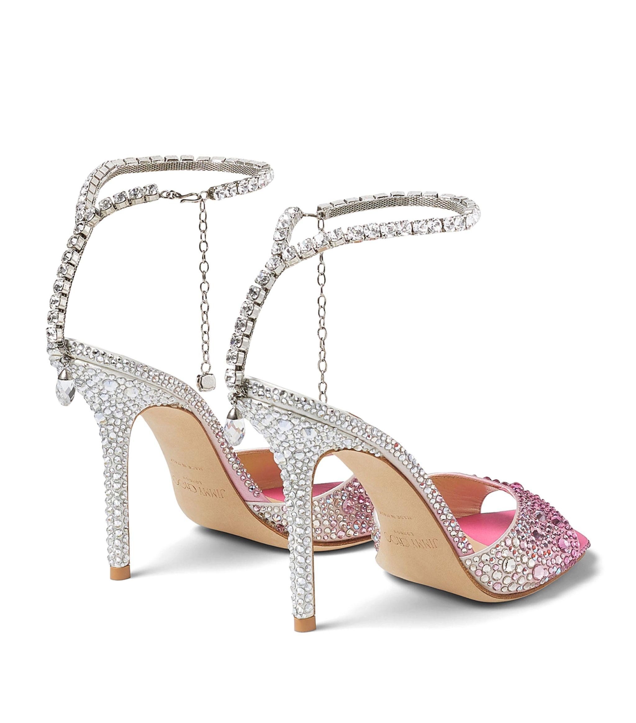 美品 ジミーチュウ SAEDA ミュール グリッター ビジュー 35.5 ピンク