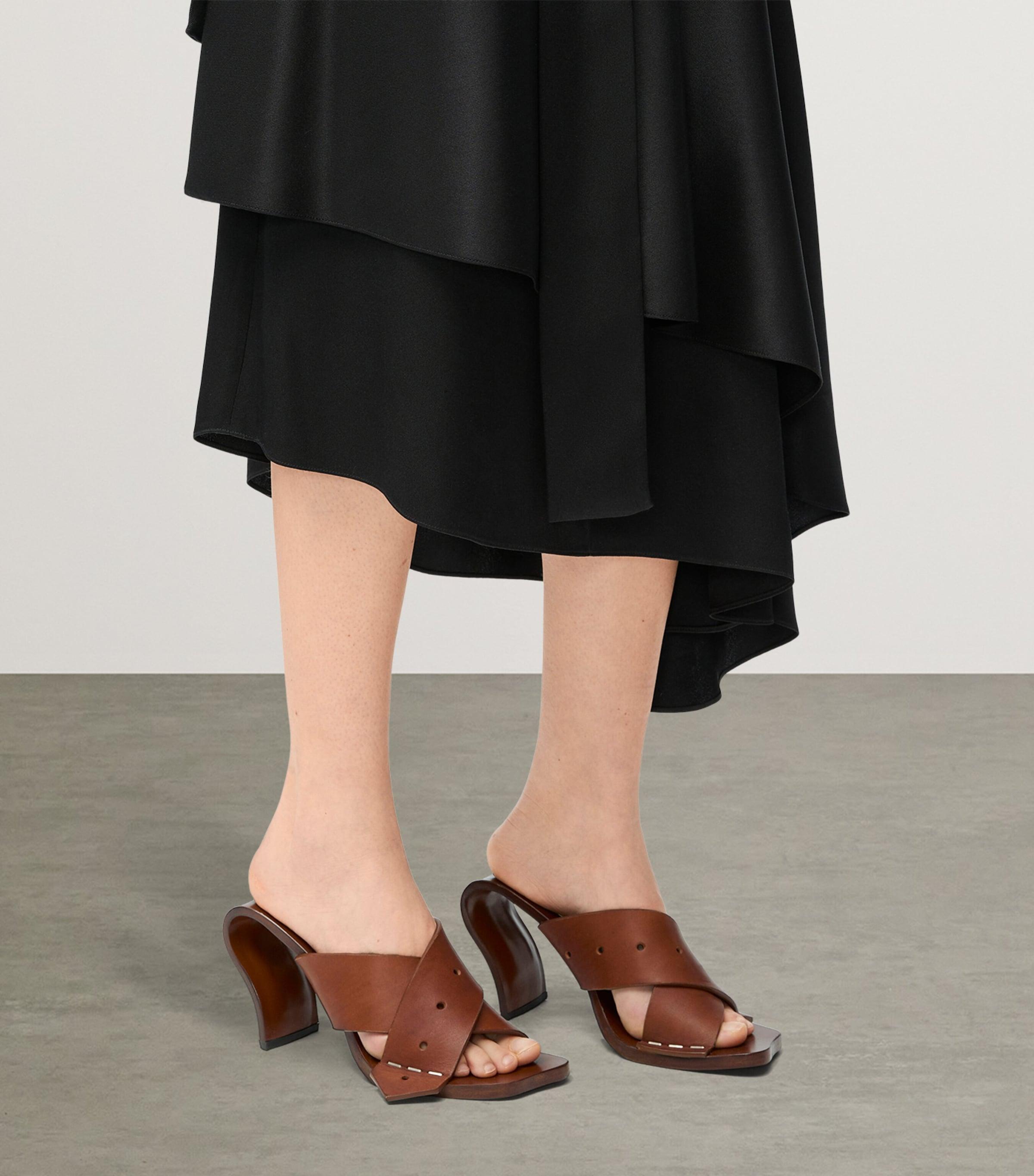 Loewe Calfskin Gala Heeled Sandals 90 in Brown | Lyst