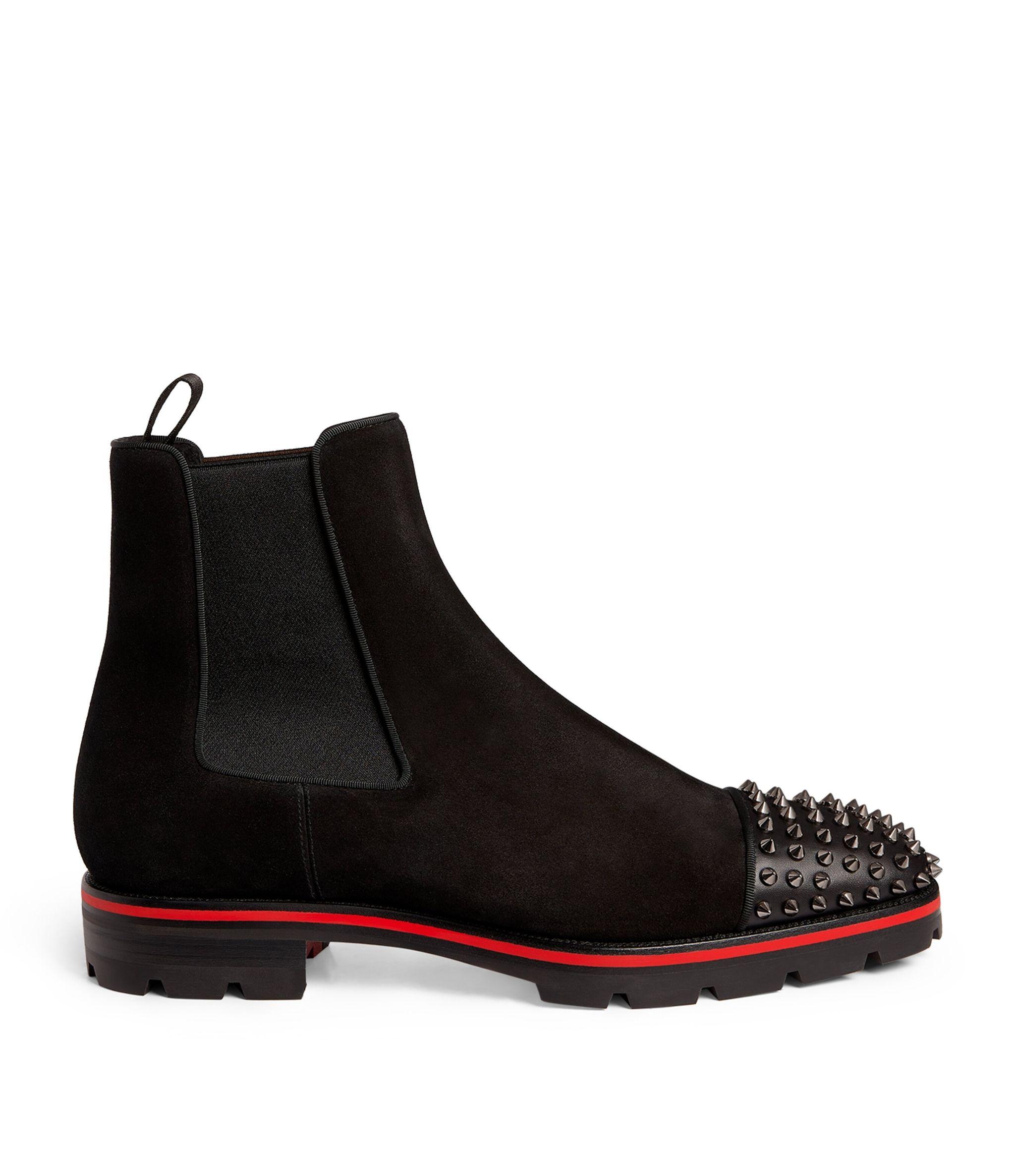 Christian Louboutin Melon Spikes Leather Ankle Boots in Black for Men | Lyst